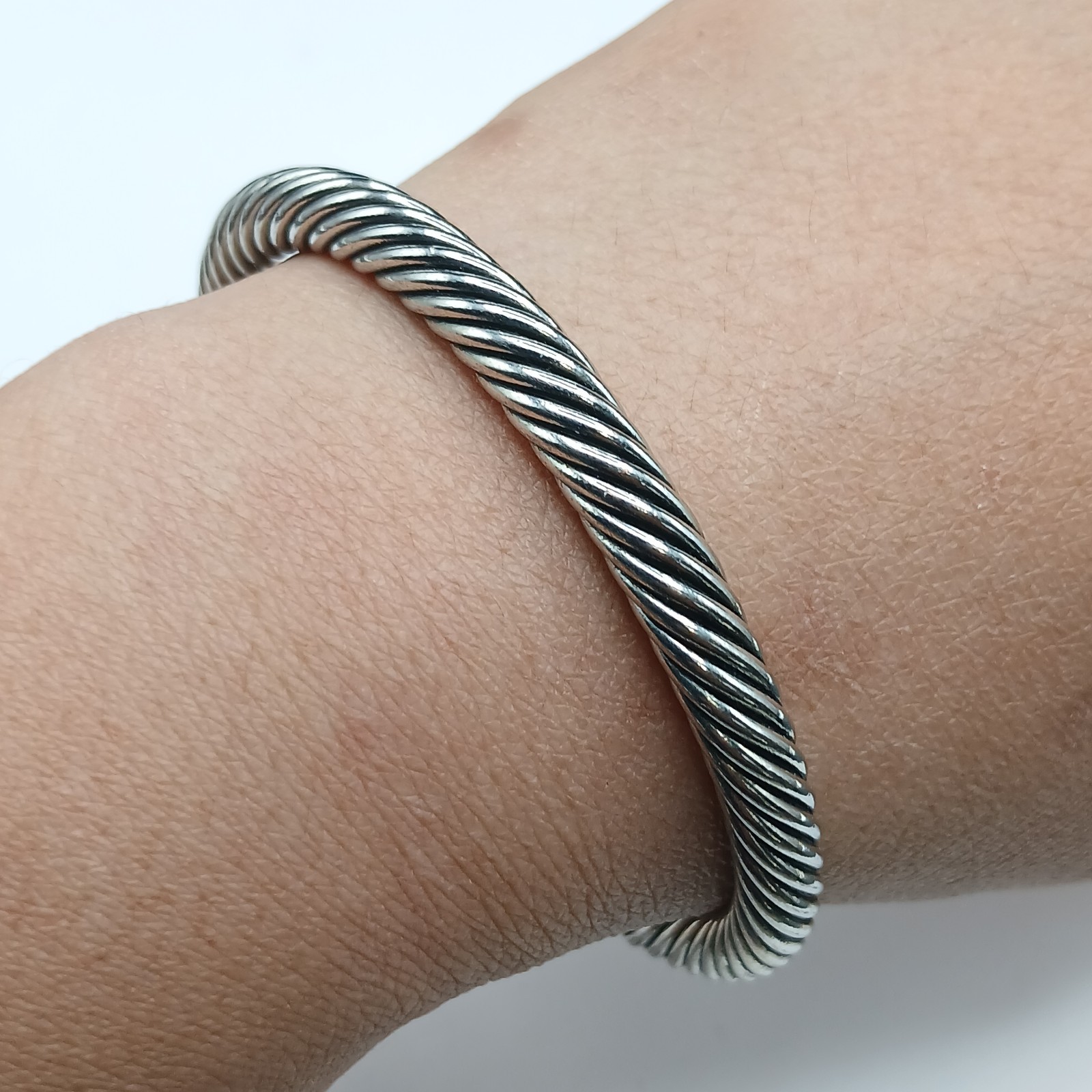 Vintage Gold & Silver Tone Twist Rope Cable Bangle Bracelet