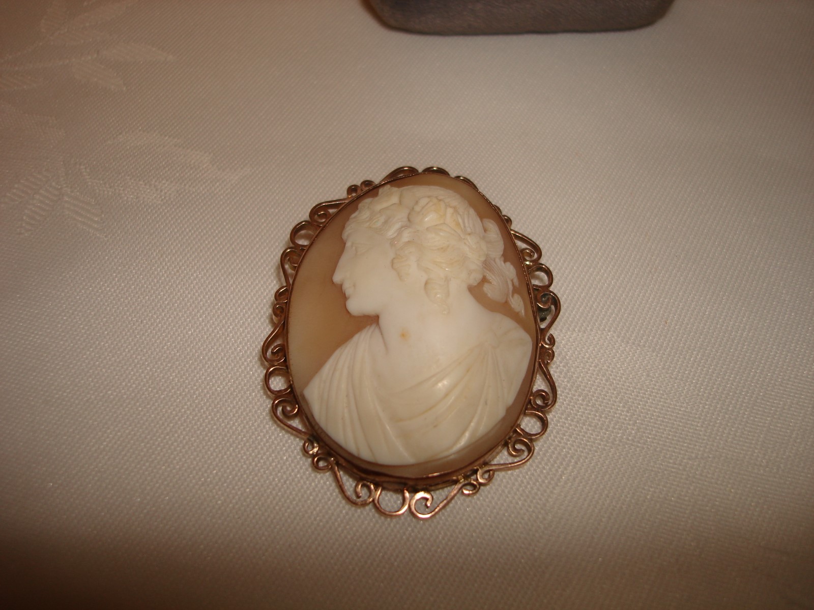Antique Early 1900’s 10k Rose Gold Lady Shell Cameo 55.5 x 39mm Huge Pin Brooch