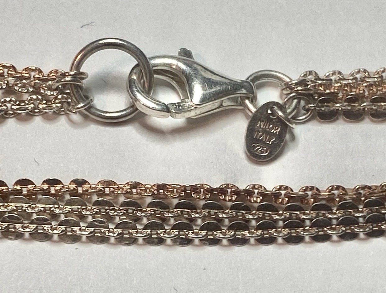 3 CHAIN & MULTICOLORS WOMEN MILOR 925 STERLING SILVER BRACELET 6.6 gr & 9″