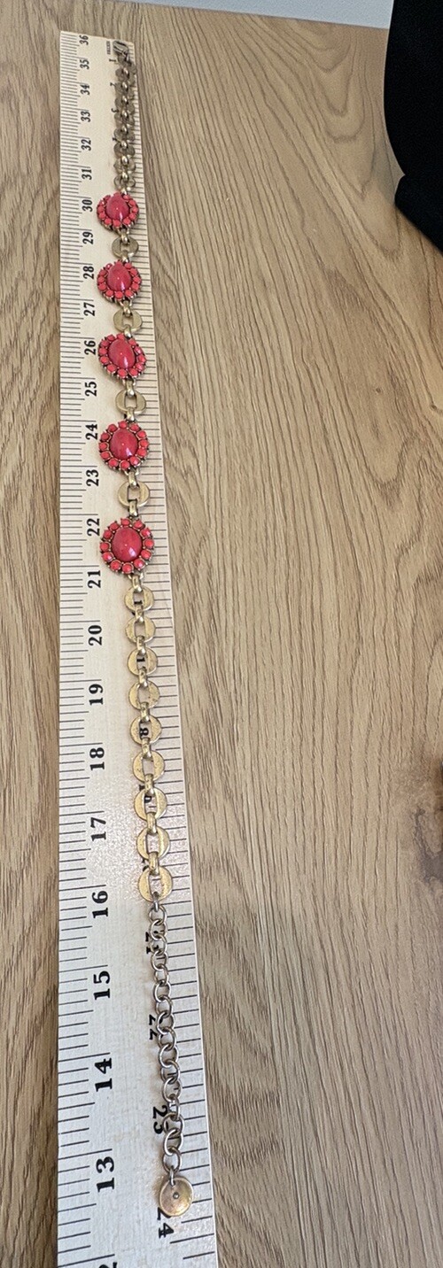Stella Dot Necklace Sardinia Red Coral Removable Pendant 22-24” Gold Tone