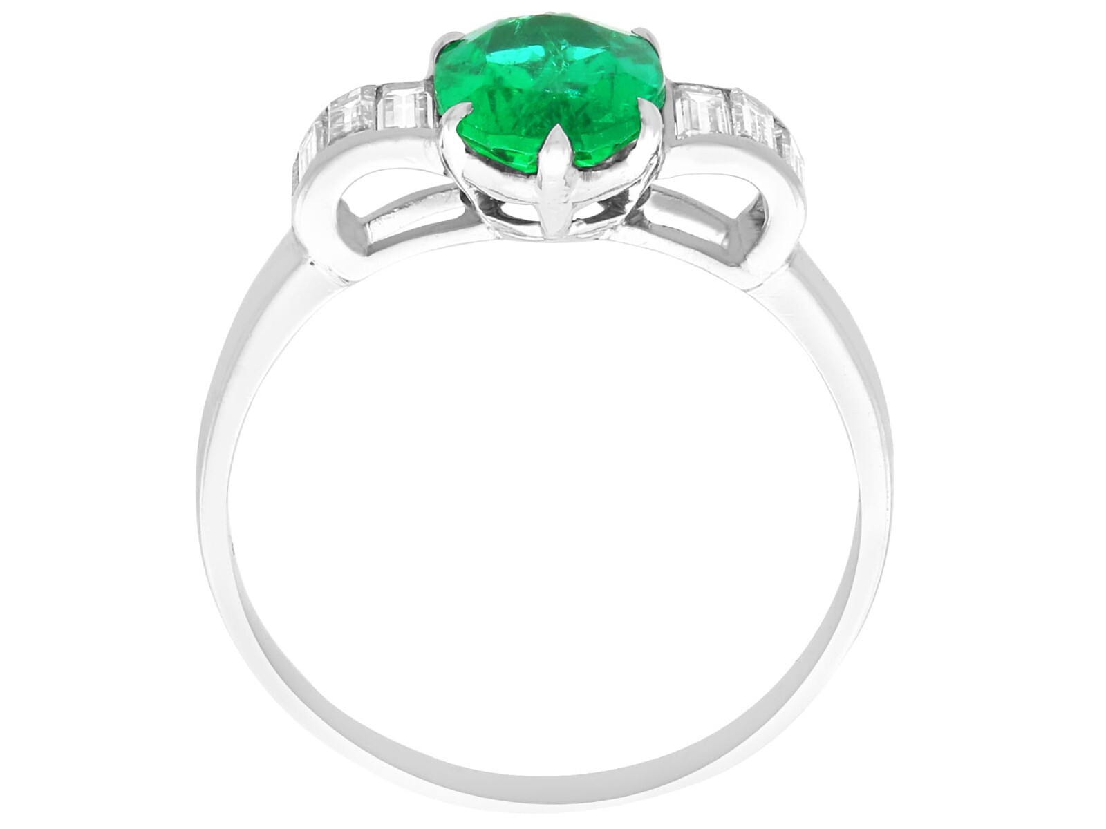 Antique 2.10Ct Emerald and 0.42Ct Diamond, Platinum Dress Ring Circa 1935