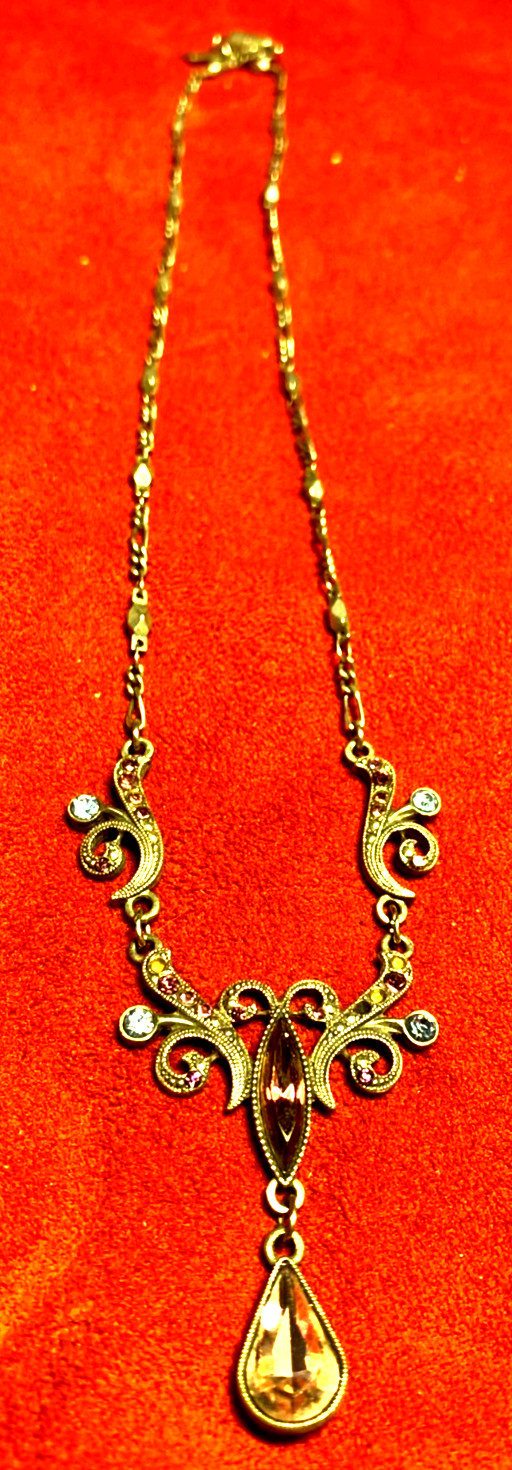vintage 1928 brand necklace with purple and blue stones