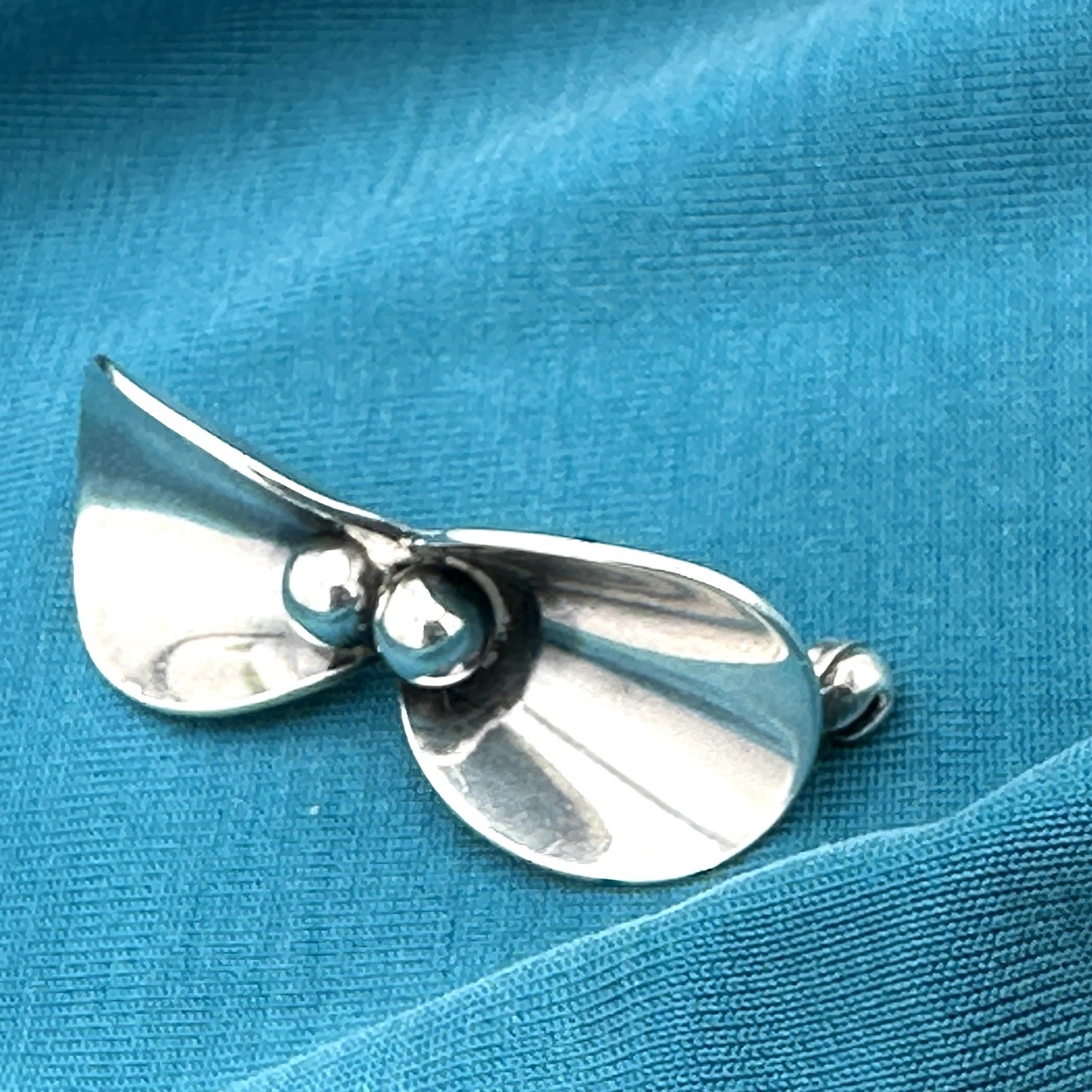 Vintage N.E. From Denmark Sterling Silver Modernist Bow Brooch Pin MCM 925 1.5″