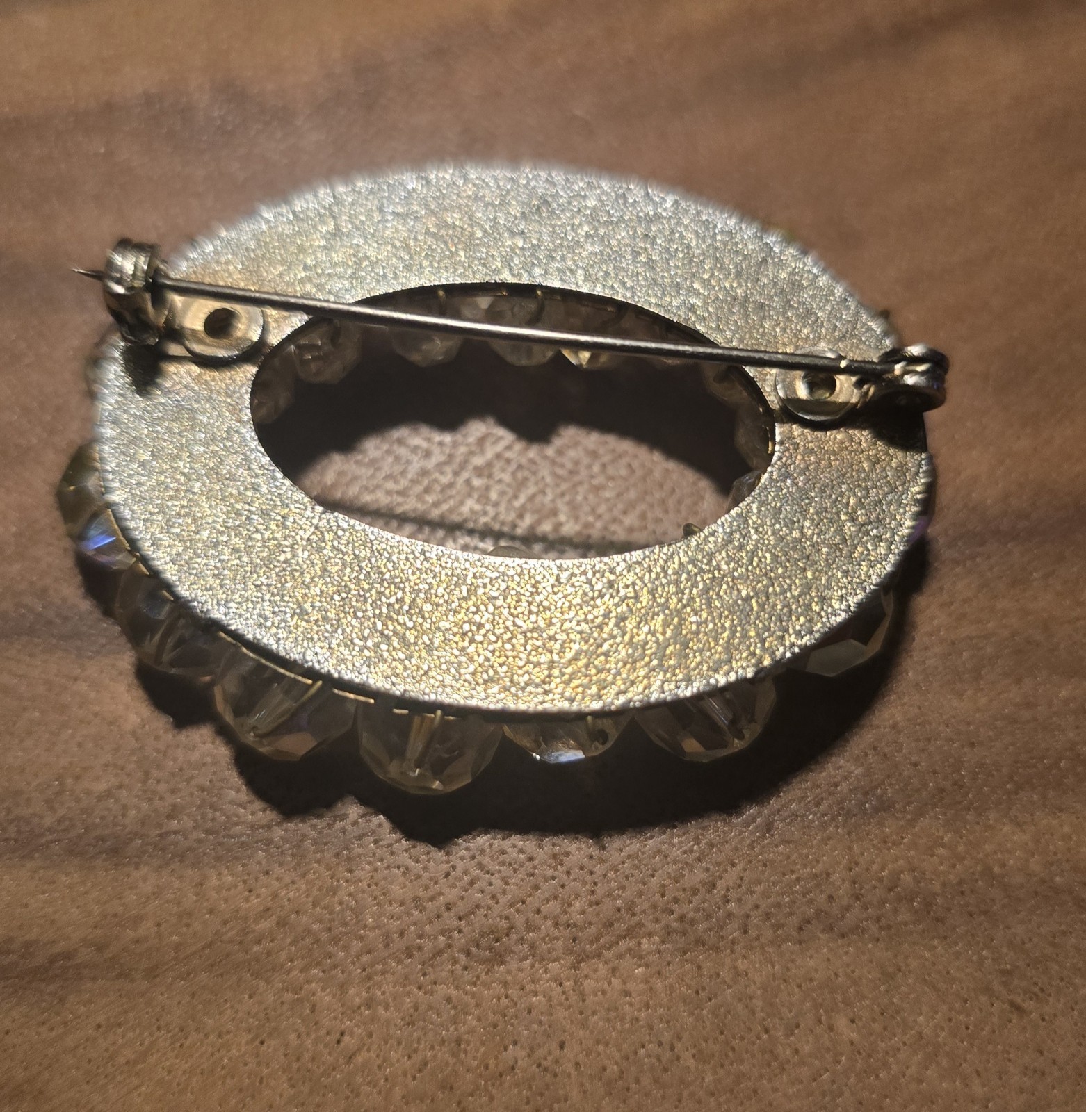 Vintage Faceted Crystal Glass Bead Brooch