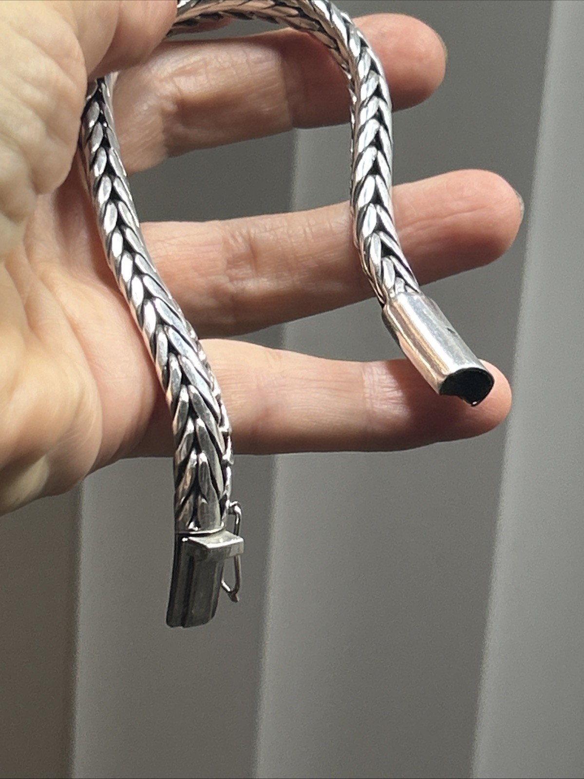 41. Vintage 925 Sterling Wheat Link Chain Bracelet 8″, but fit 7 1/8″ , 54.2g