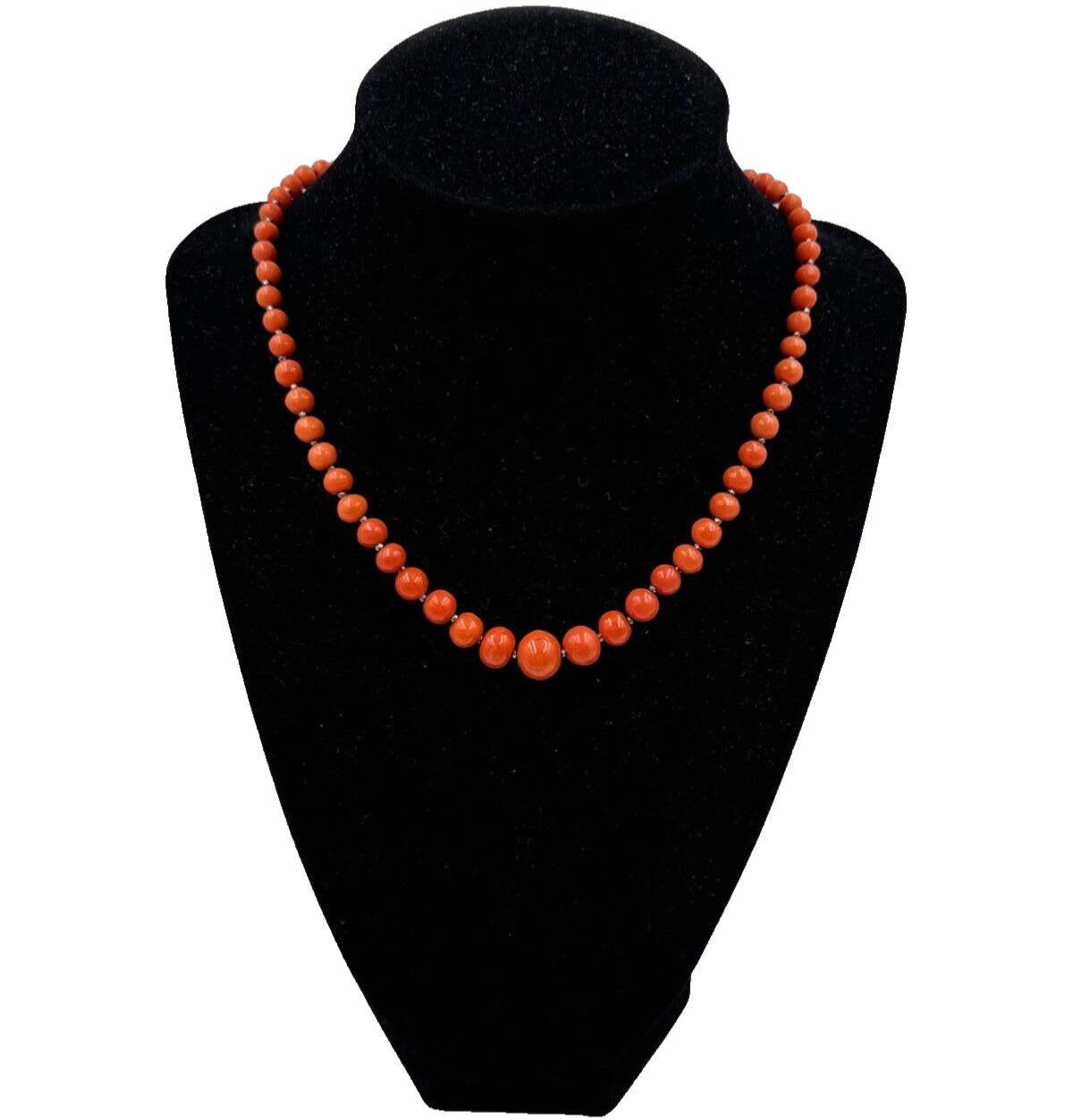 ANTIQUE OLD VICTORIAN NATURAL GENUINE CORAL NECKLACE 1 STRAND CHOKER STERLING SL