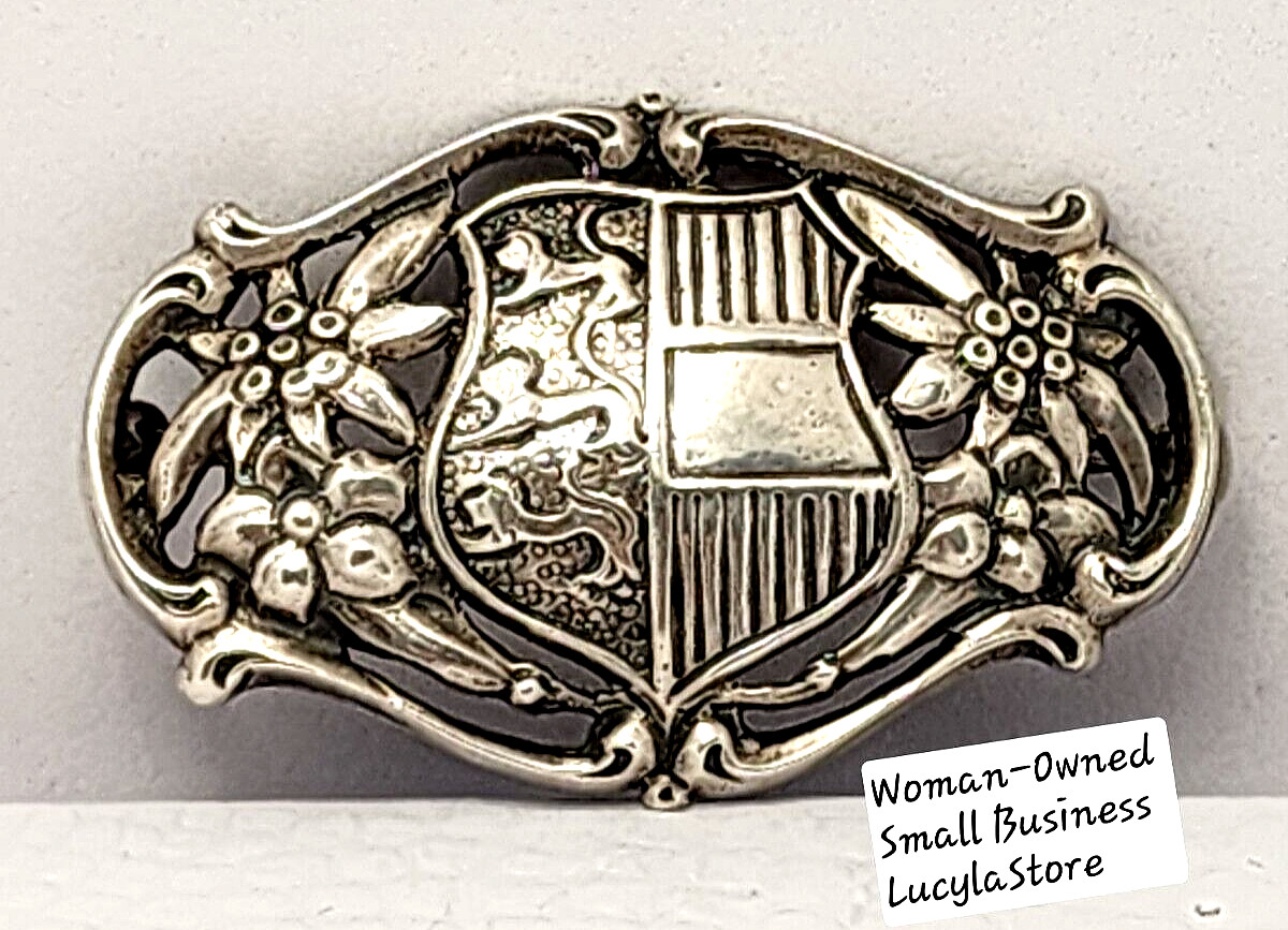 1.7″ Vintage Sterling Silver Austrian Coat of Arms Post War 1950’s Brooch Pin
