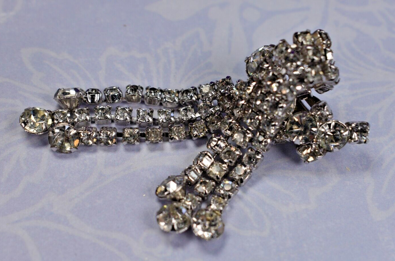 Rare La Roco Quality Designer Chandelier Dangle Rhinestone Clip Earrings 2.9″