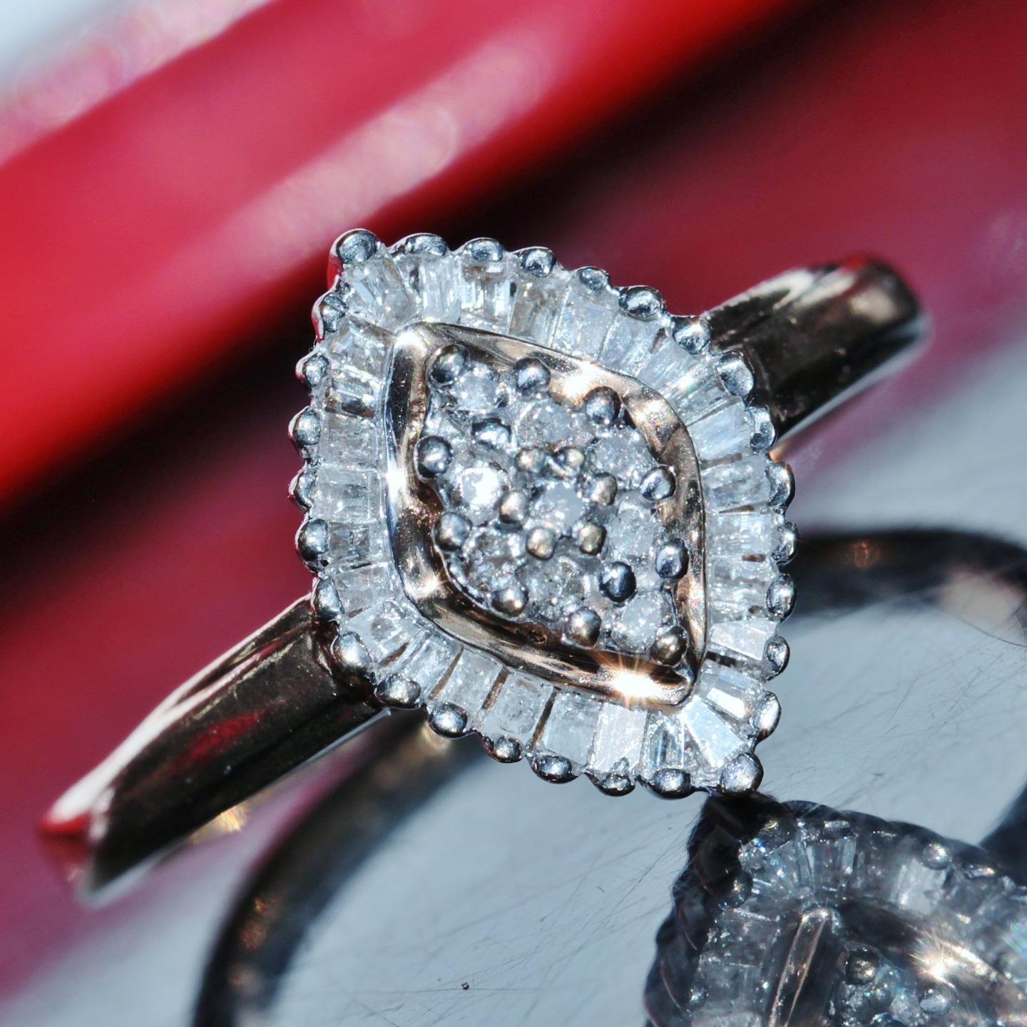 10k yellow gold ring 0.35ct natural diamond size 7 vintage handmade 2.7gr #5283