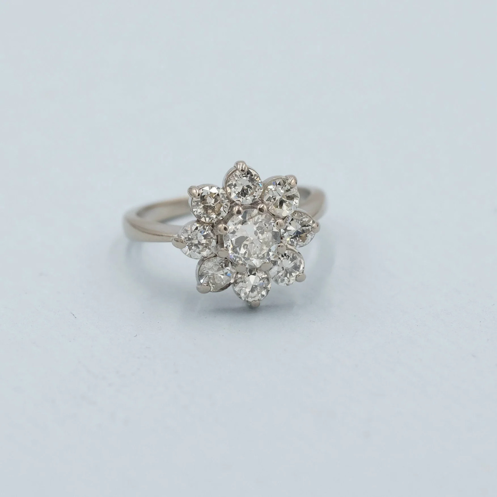 Antique Cluster Old European Cut Diamond Ring 2.4 ct