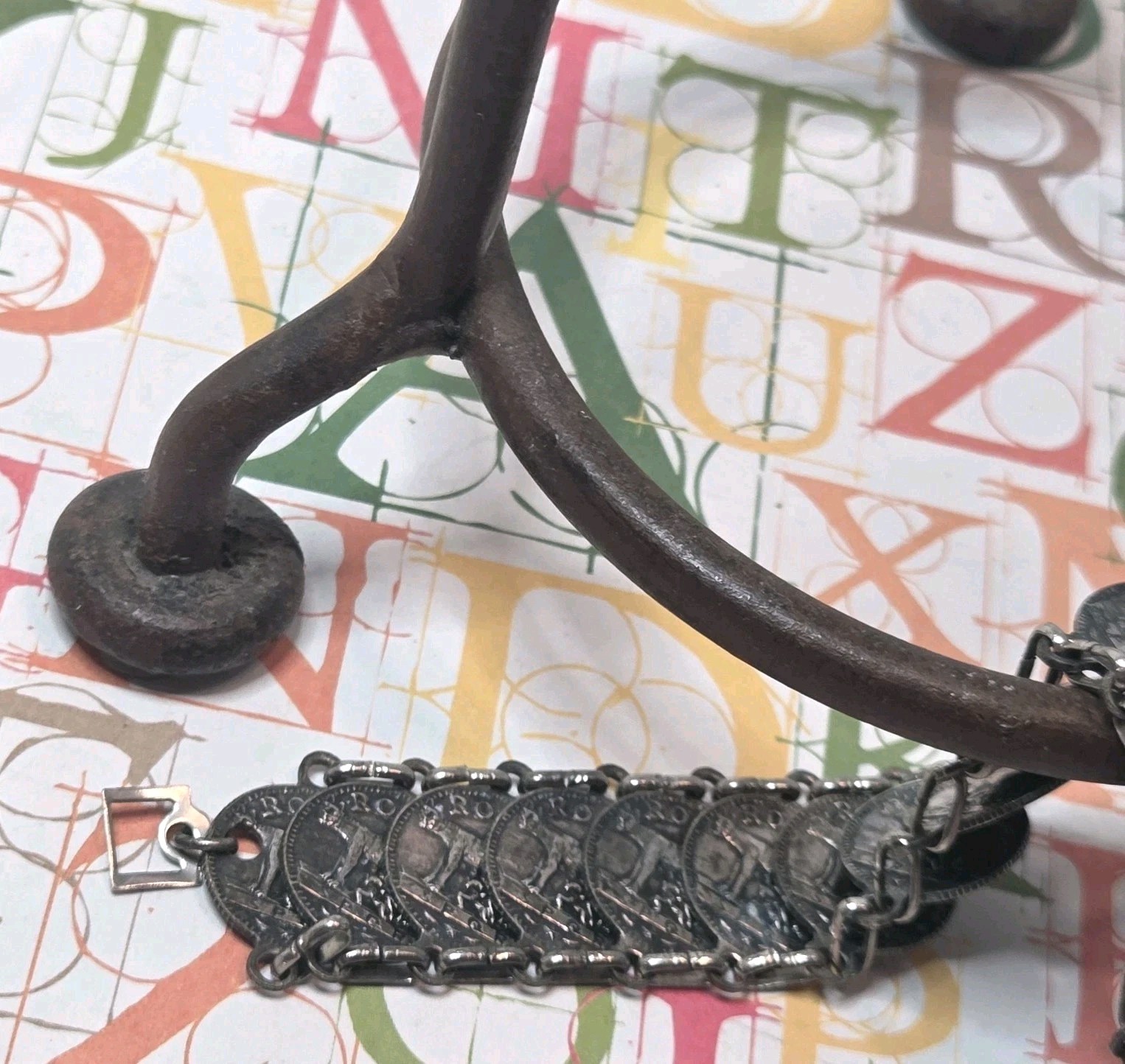 Vtg Roma Italian Coin Souvenir Bracelet Mid Century RomulusRemus St Peters Italy
