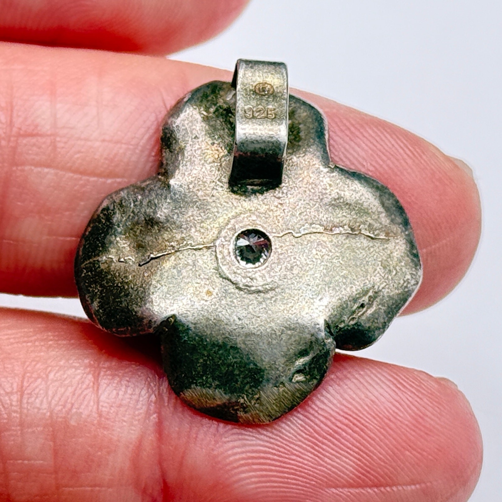 Vintage Brutalist Poppy Flower Sterling Silver Pendant
