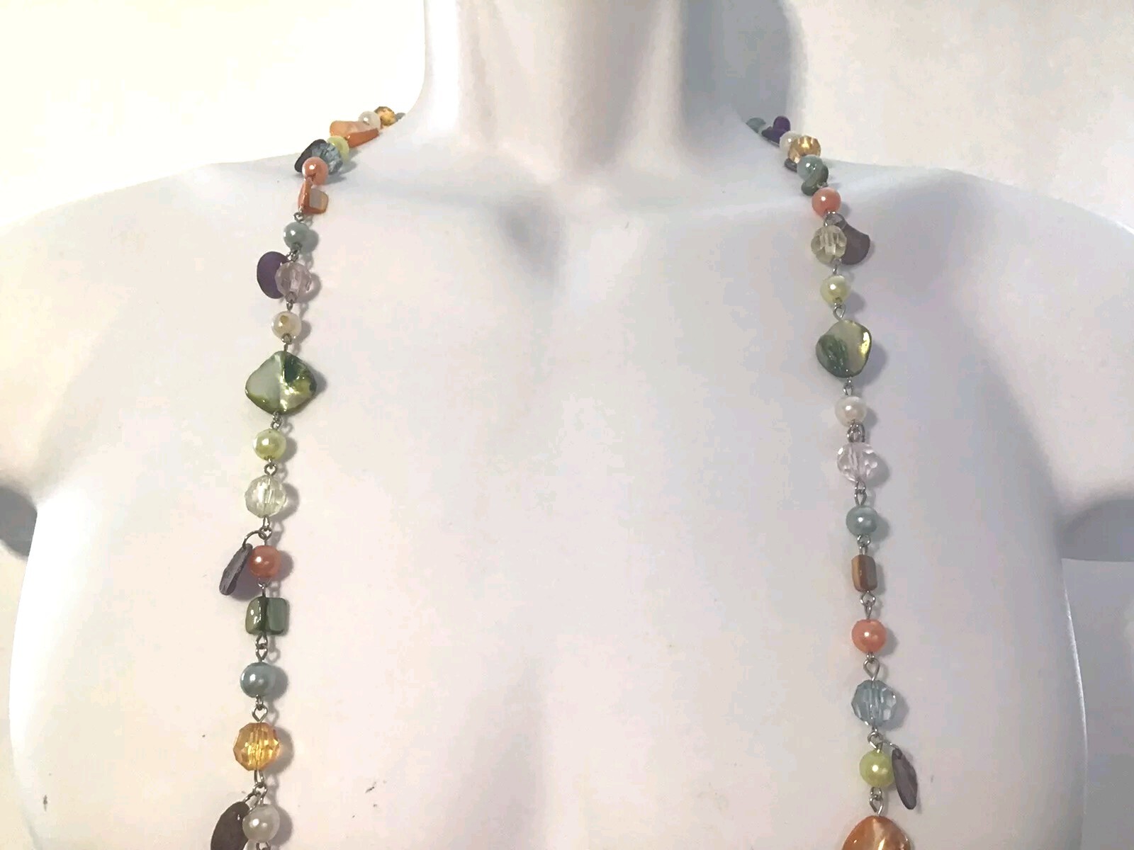Mother Of Pearl Necklace Double or Single Strand Multi Color Pastels Vintage