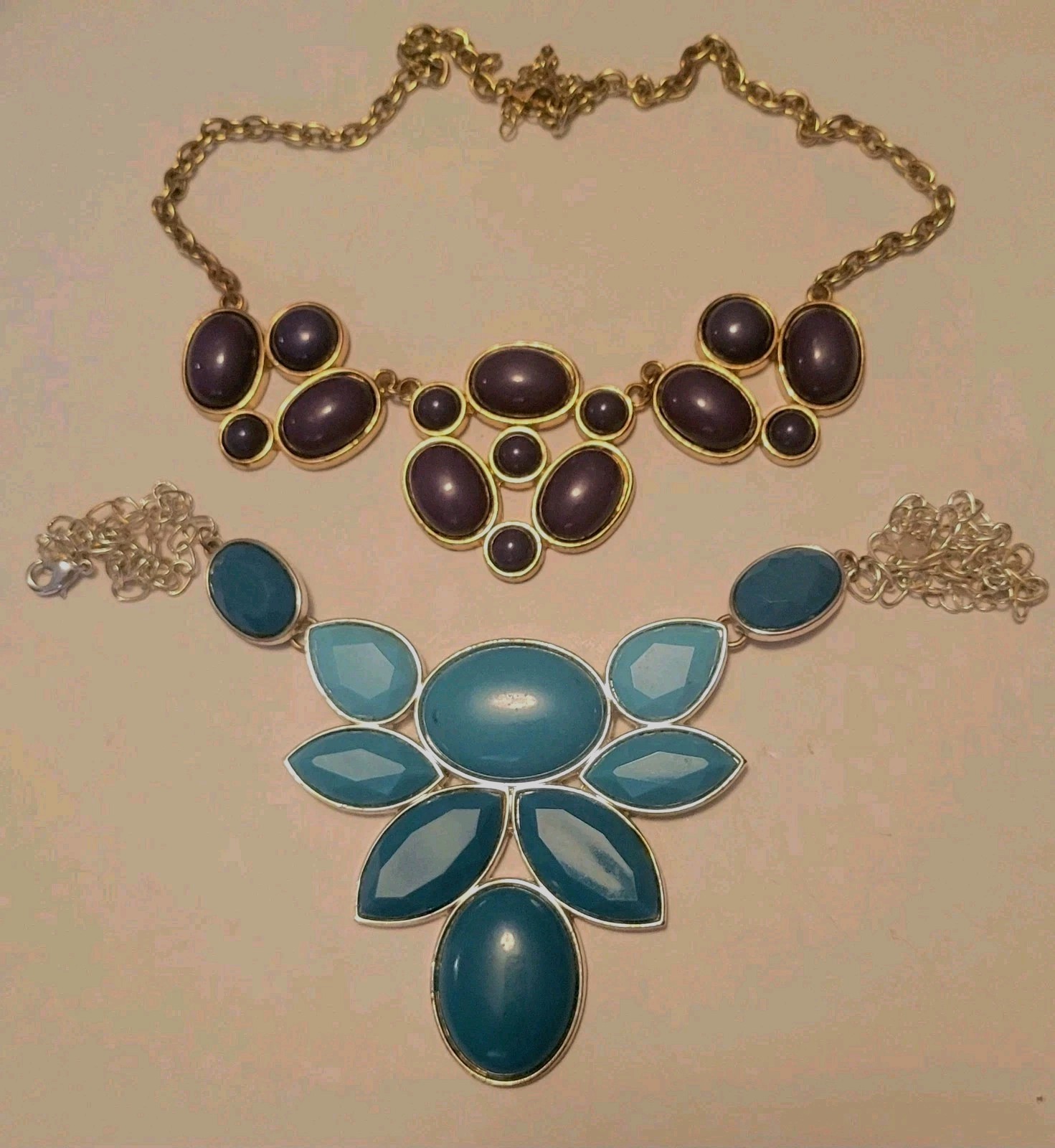 2 Necklace Avon Aqua 23″ and Julie Vos Purple 21″ Spring Easter Summer Causal