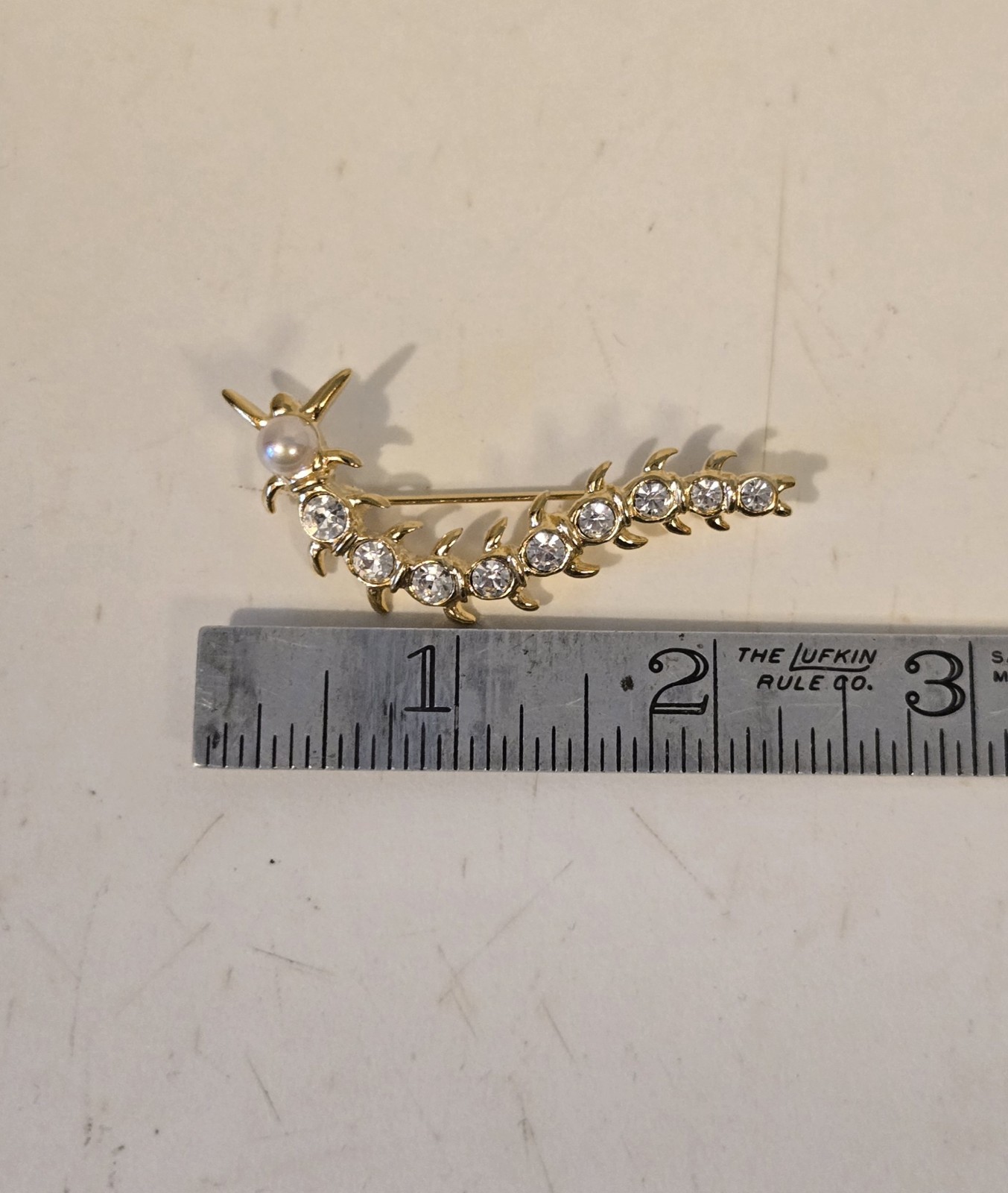 Lia Sophia Goldtone Centipede Brooch Rhinestones Faux Pearl