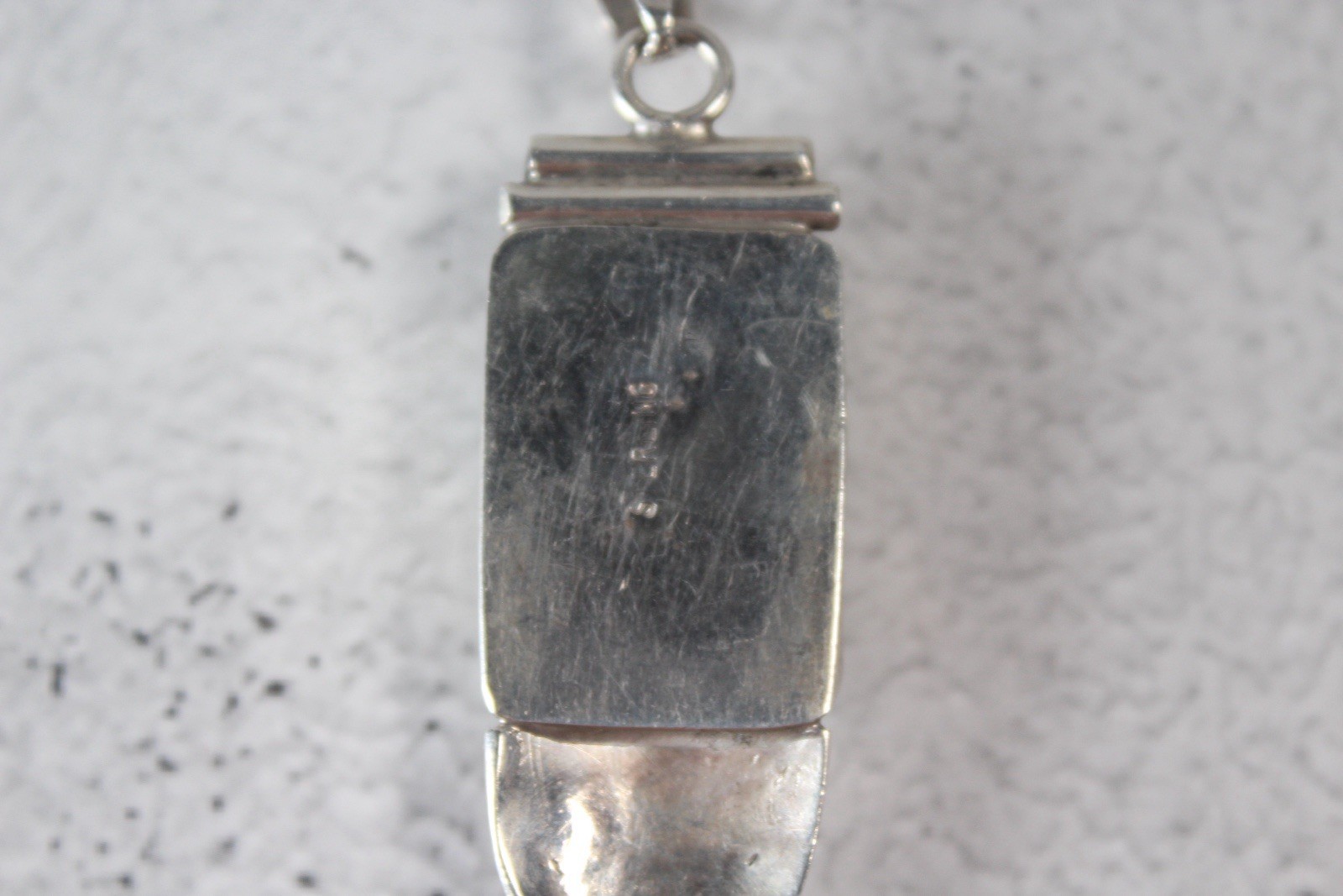 Vintage Sterling Silver and Malachite Oblong South Western Pendant