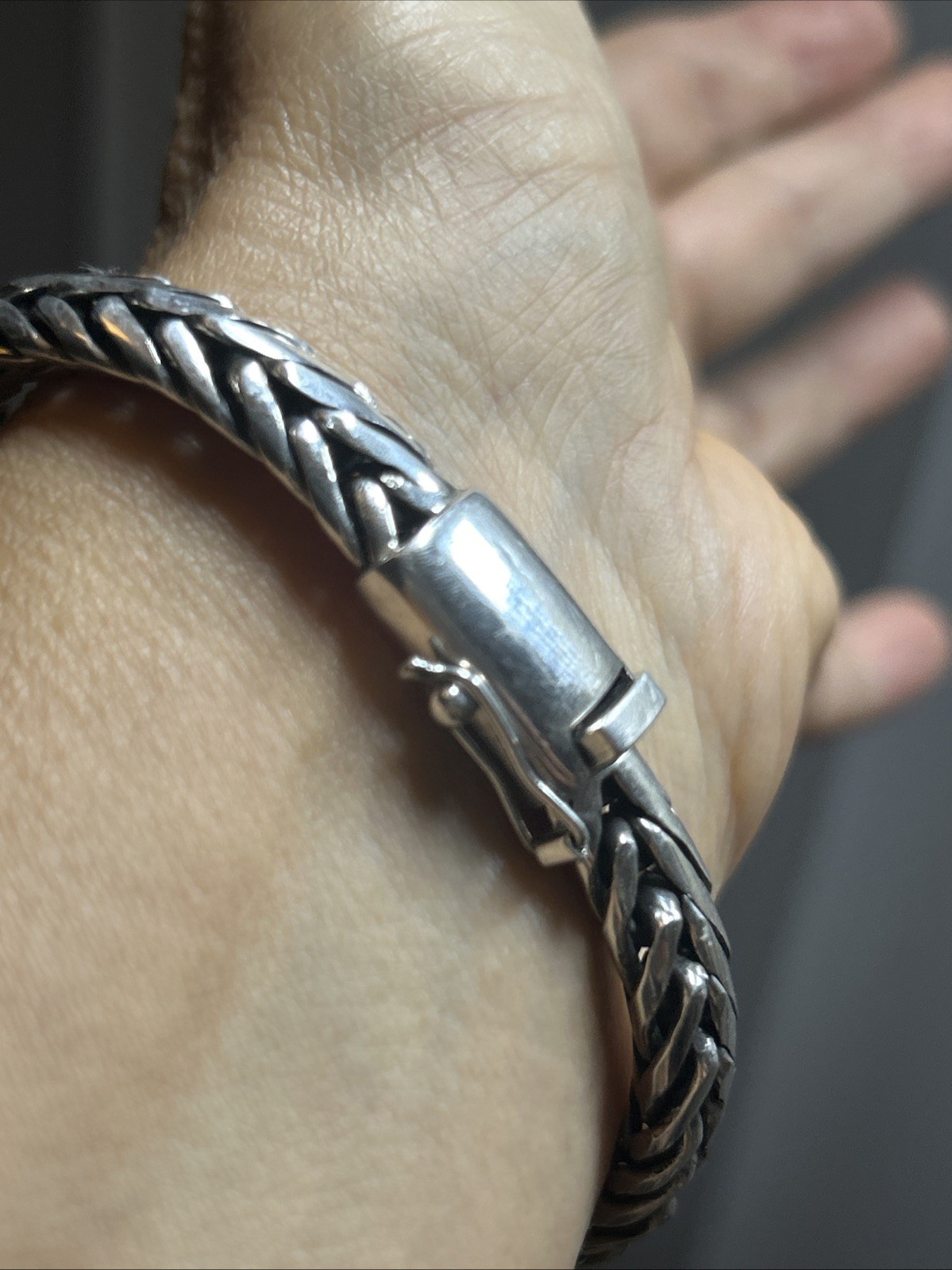 41. Vintage 925 Sterling Wheat Link Chain Bracelet 8″, but fit 7 1/8″ , 54.2g