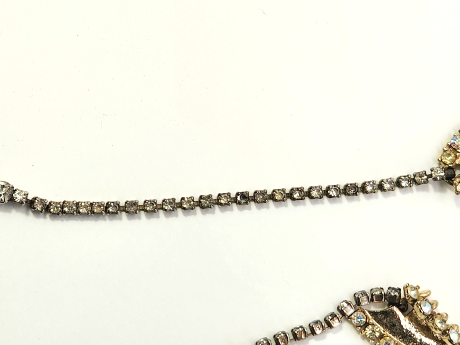 Vintage Brutalist 15″-17″ Choker Necklace AB Rhinestones Statement Piece 1950s