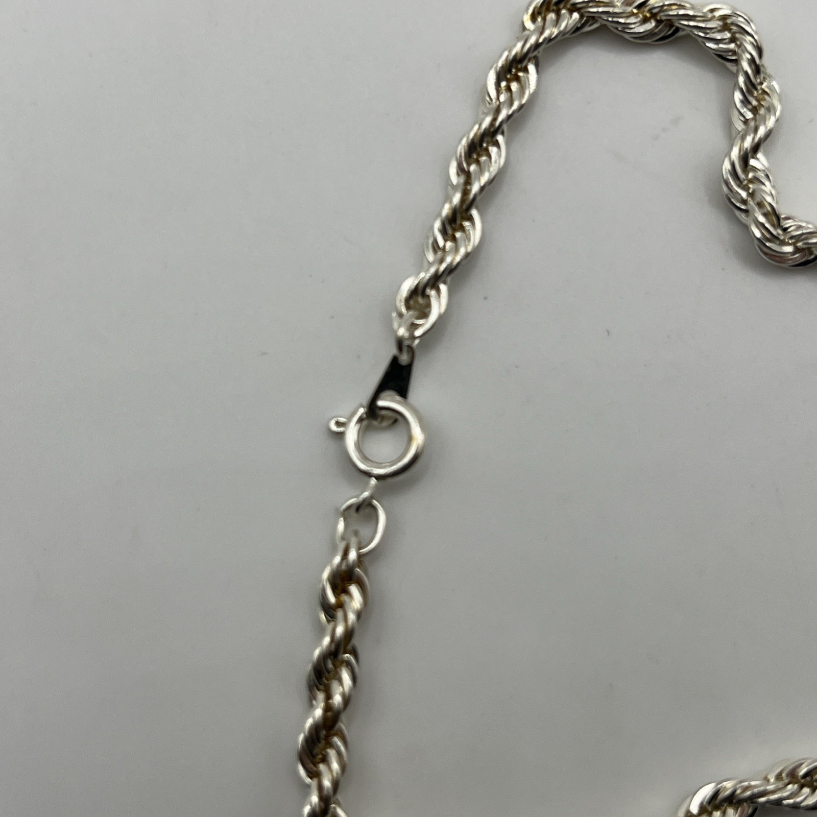 Silver Tone Twist Rope Chain Long Textured 30″