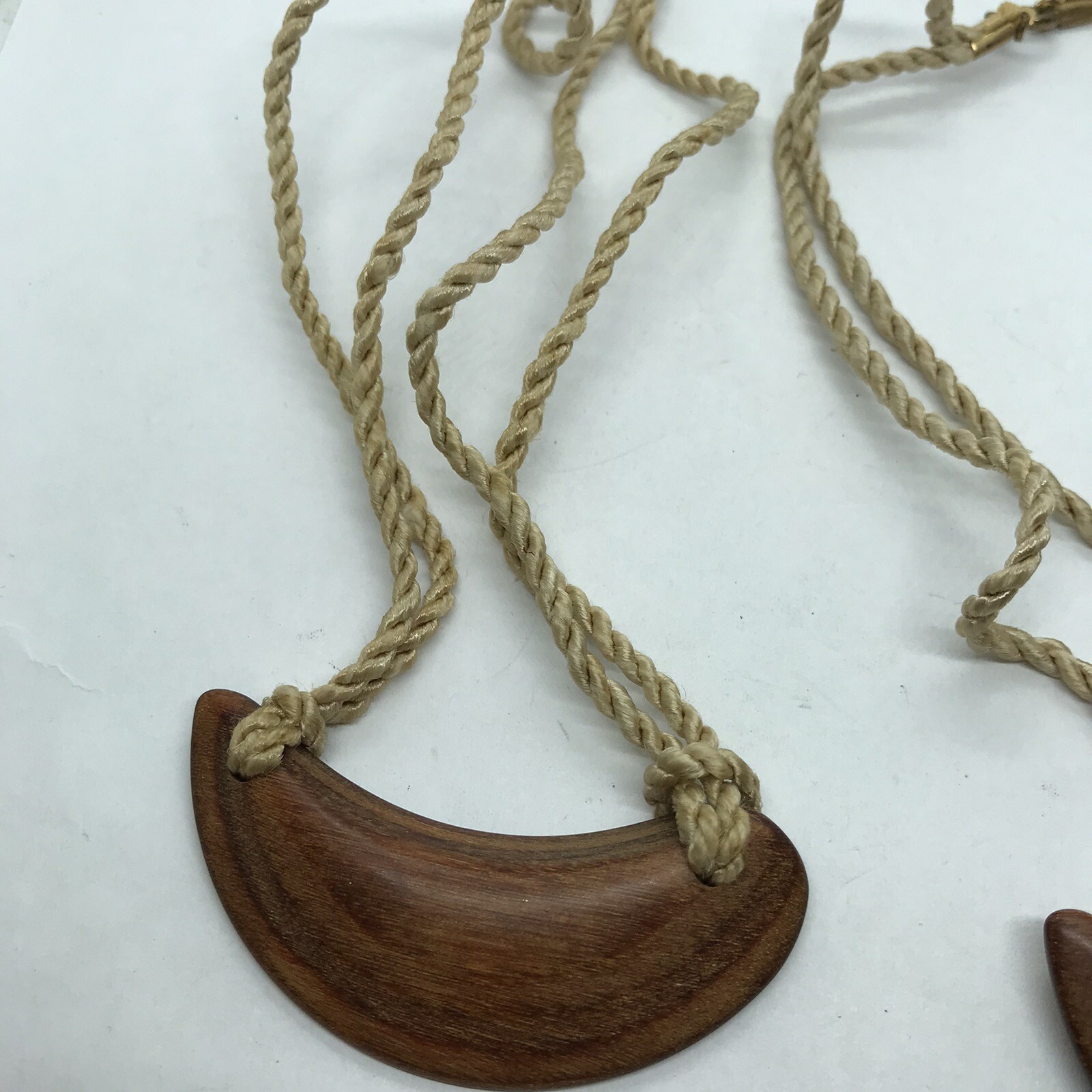Vintage Necklace Lot Boho Wood Corded Natural Earth tones Brown Choker 70s hippy