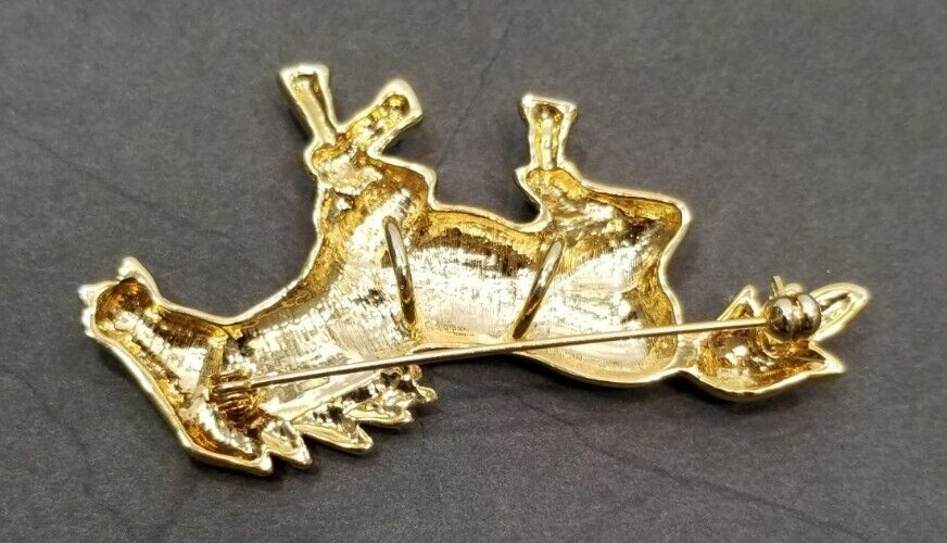 Vintage Silver and Gold Tone Running Horse Brooch Pin Pendant