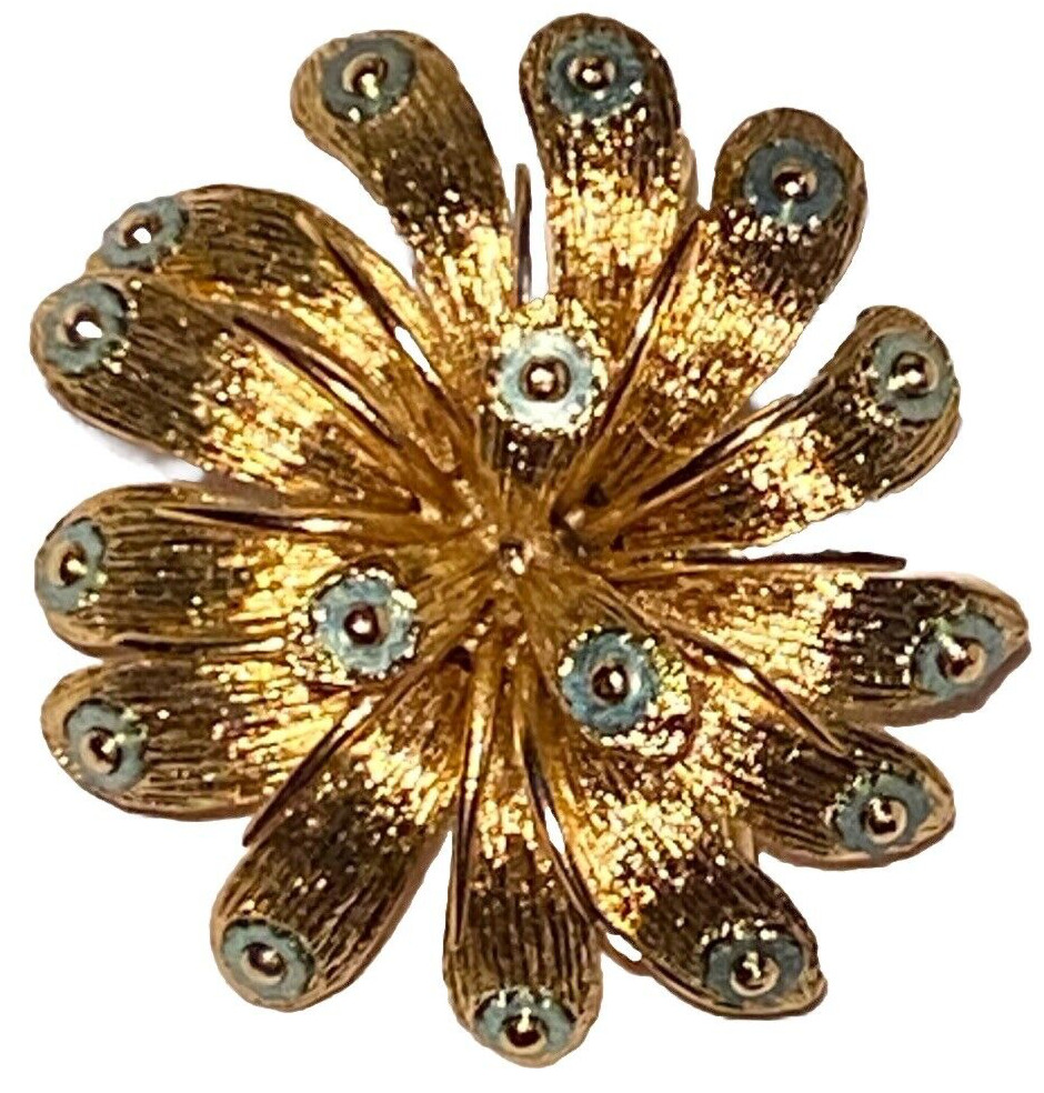 ORENA PARIS VINTAGE GOLD TONE SCULPTURAL BROOCH PIN