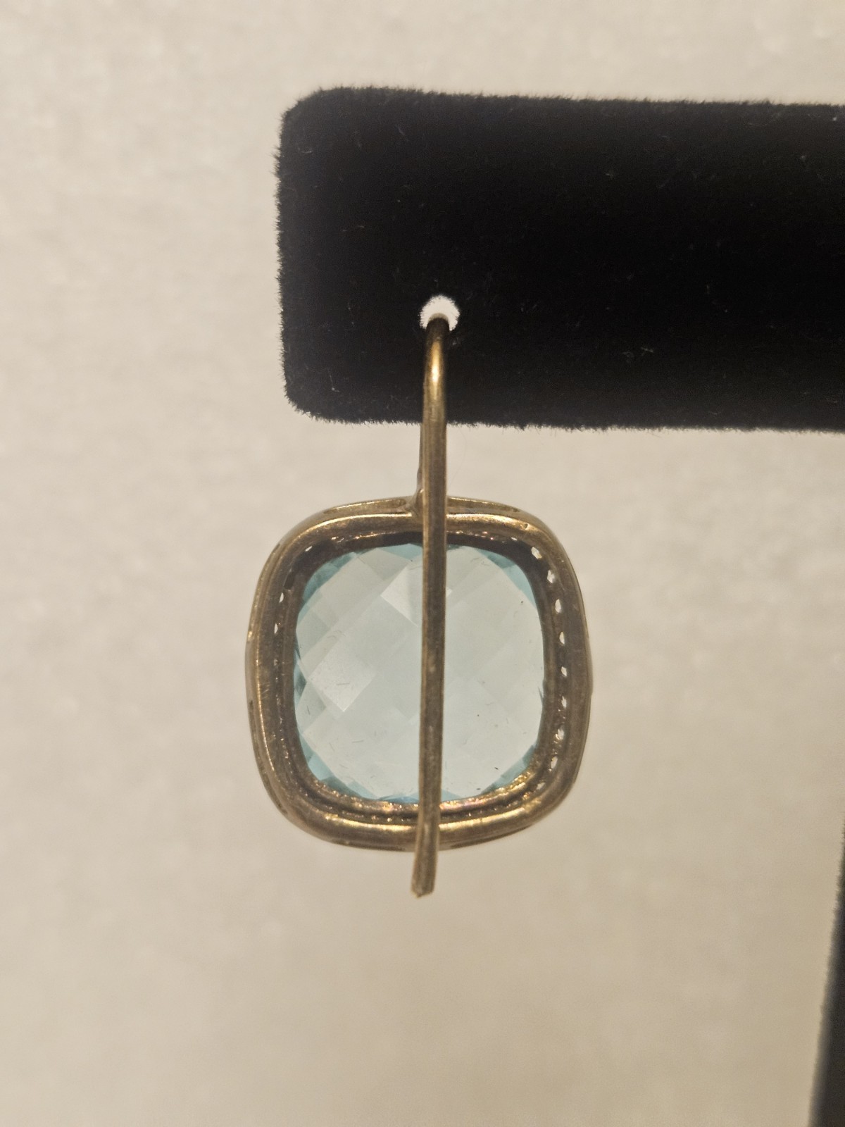 925 GOLD OVER STERLING CUSHION CUT SQUARE TOPAZ CZ WITH HALO STYLE SETTING ITALY