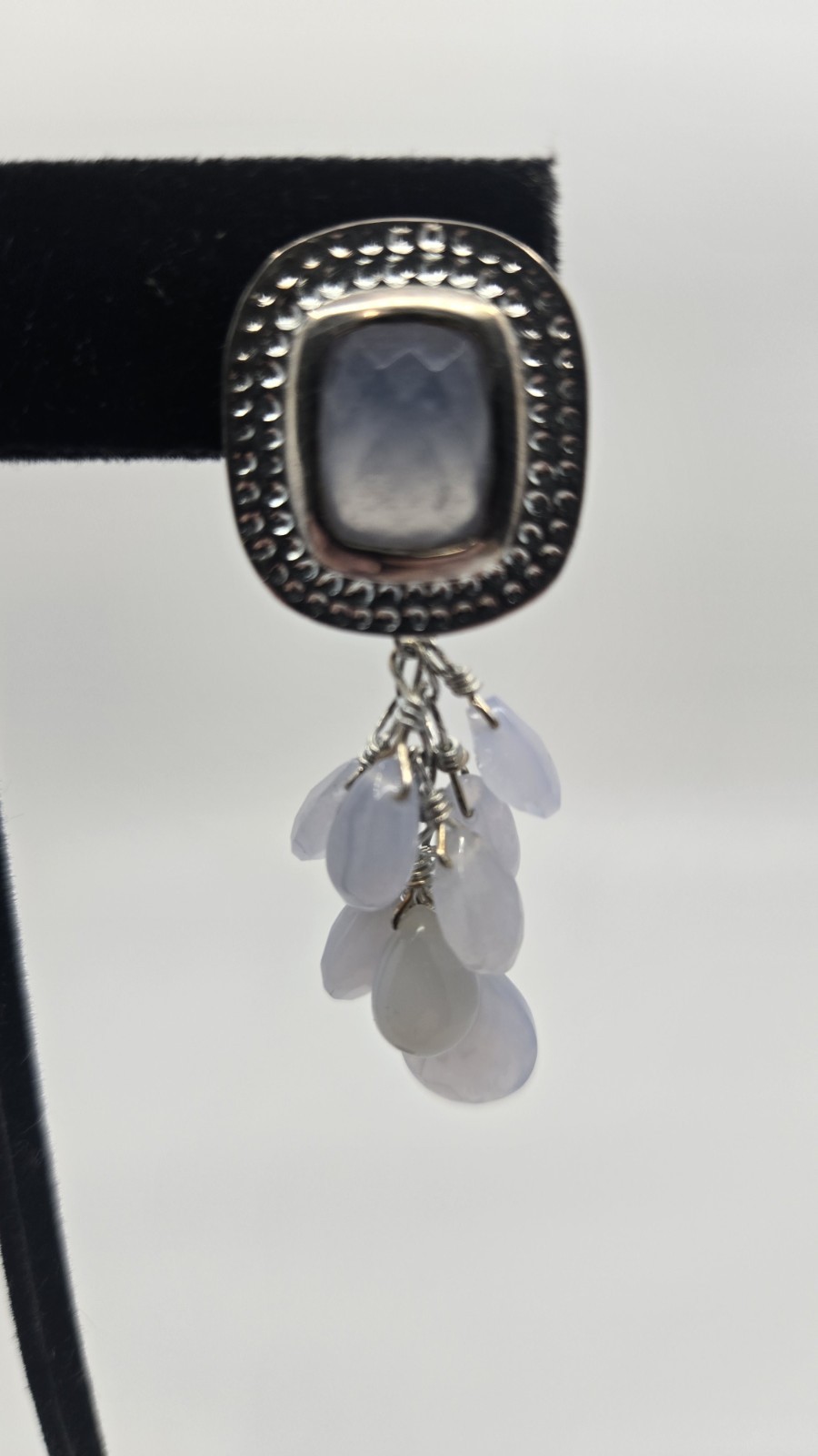 Unique Amy Kahn Russell Sterling Faceted Lavender Chalcedony Drop Earrings