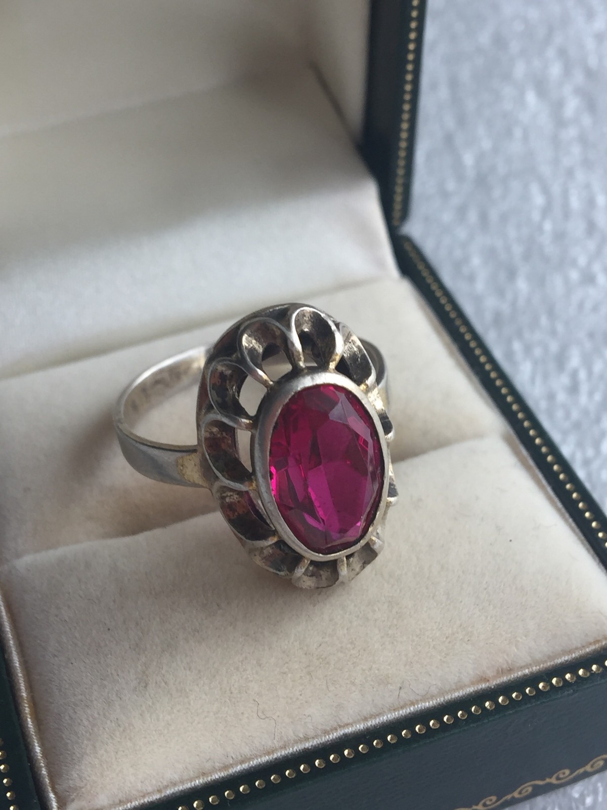 Tourmaline Rings silver 875 Russian Soviet Silver vintage USSR