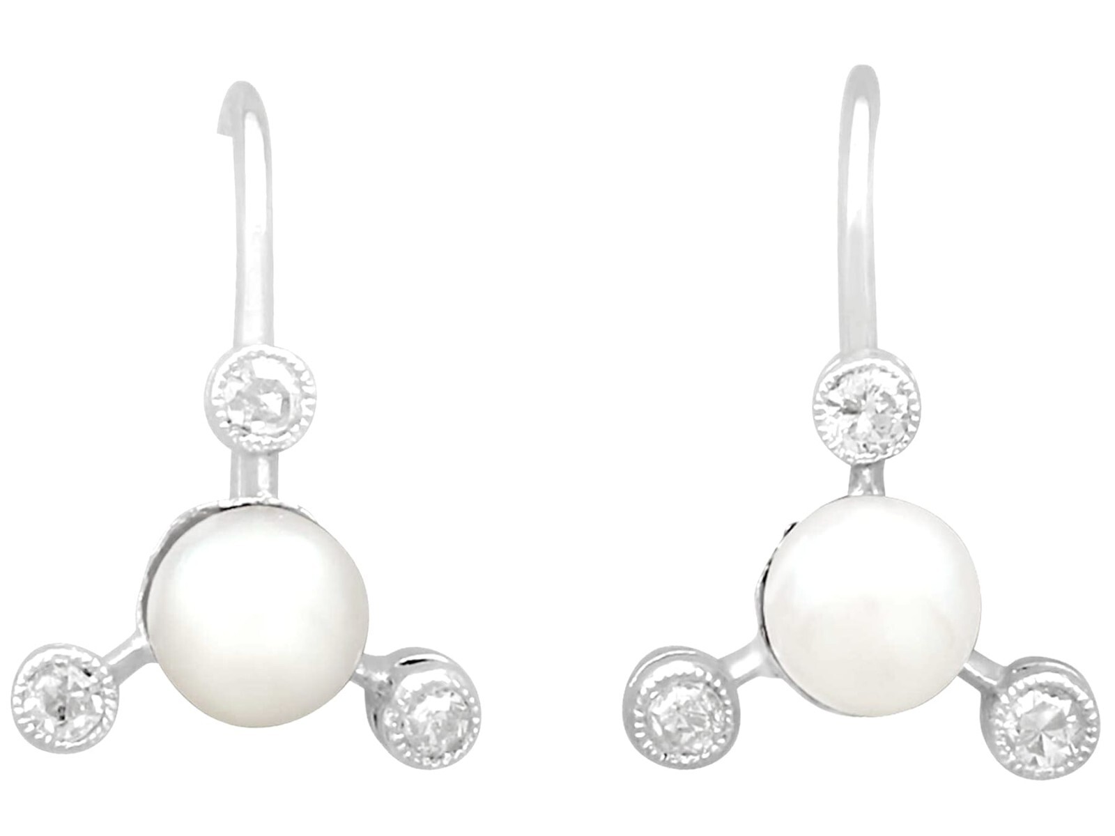 Vintage Diamond Pearl Earrings in 9k White Gold