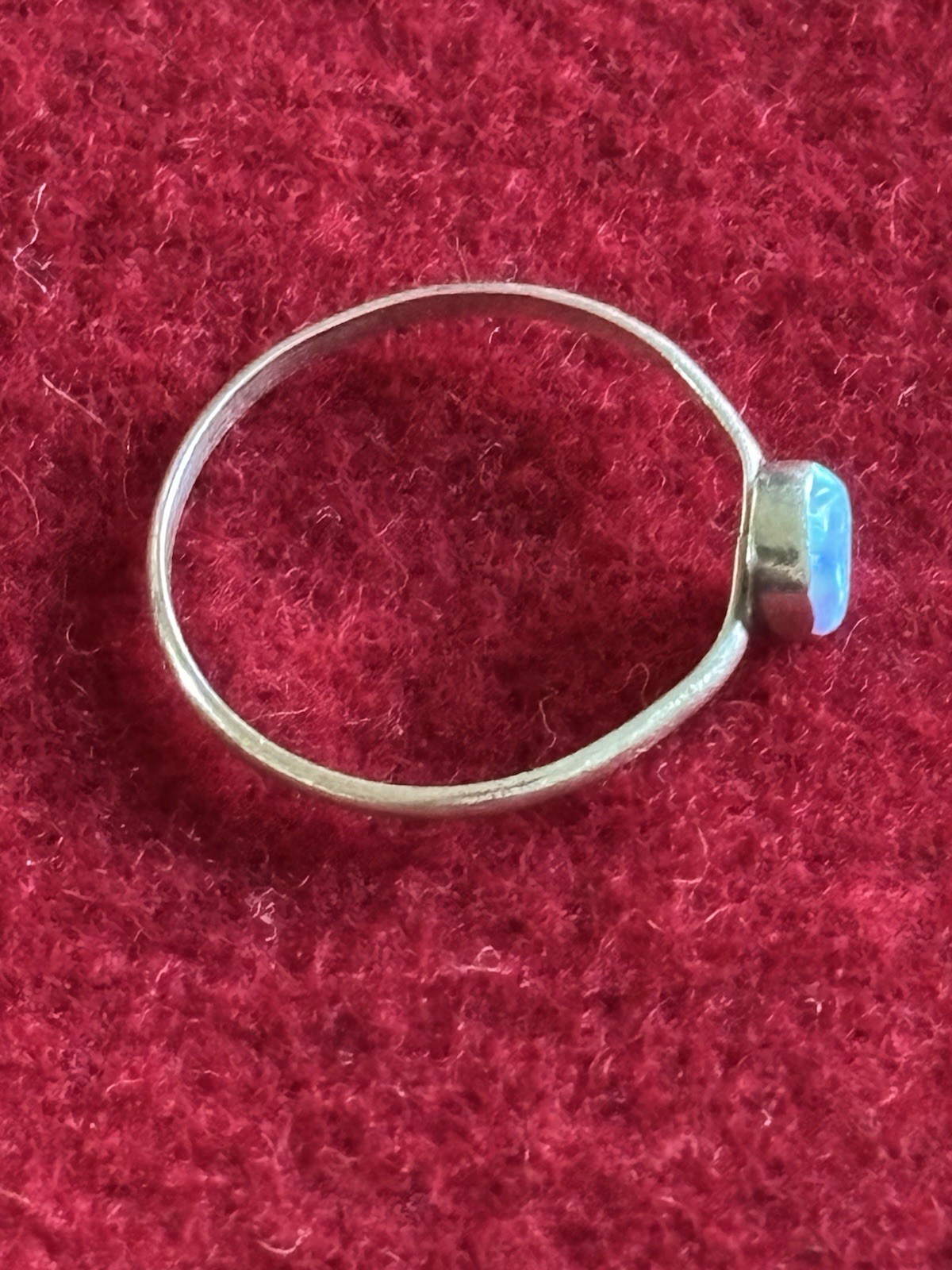 Vintage Sterling Silver Blue Opal Ring Size 5.5 .925