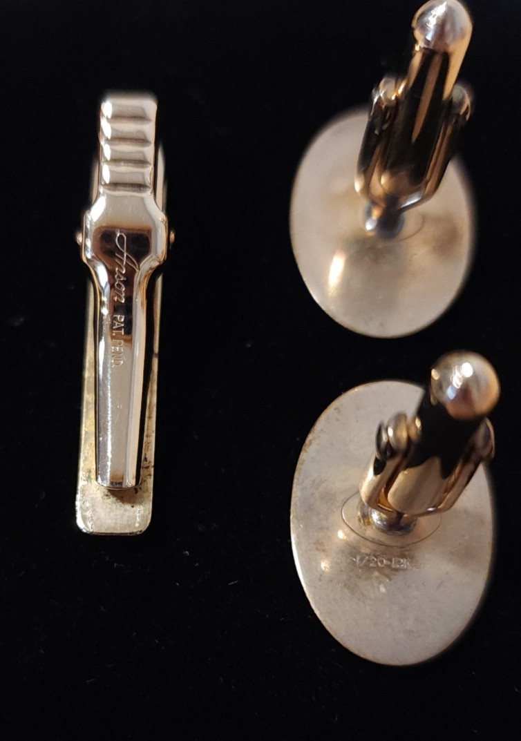 Vintage Swank 12K Gold Filled Cuff Links & Anson Tie Clip