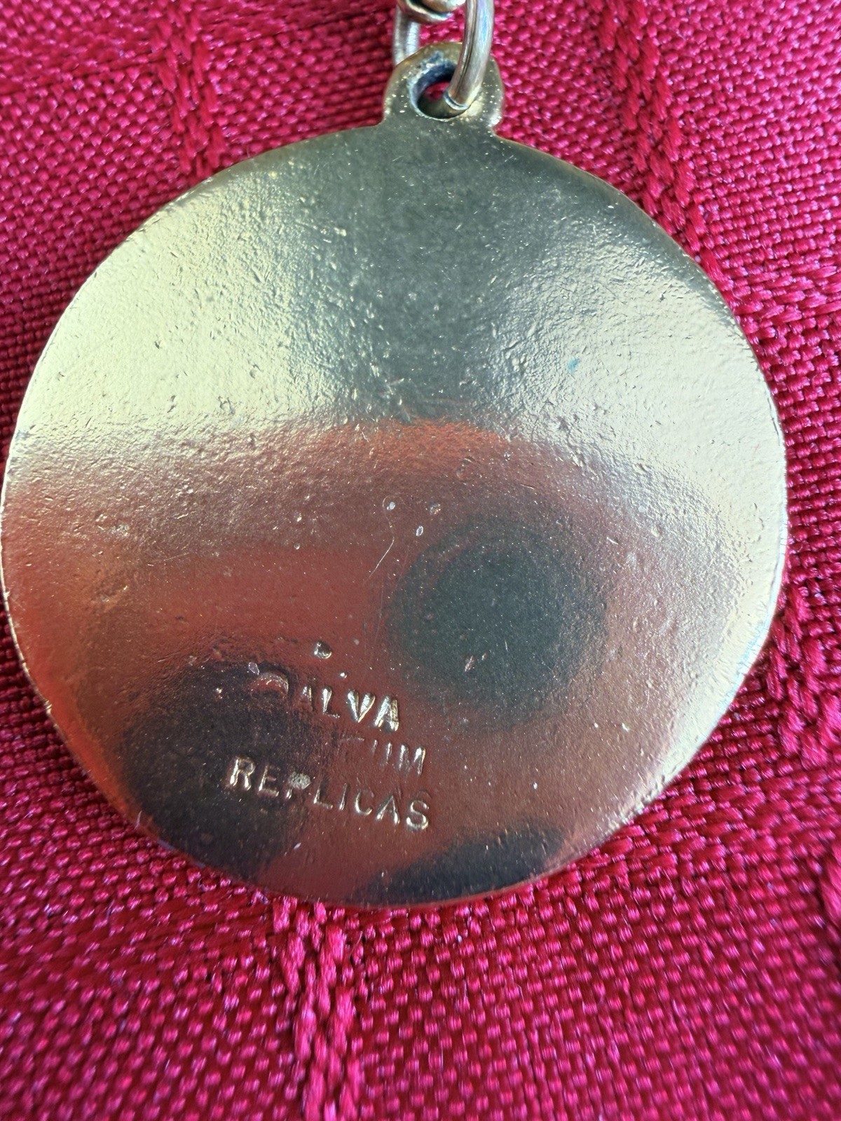 Alva Museum Replicas Gold Tone Youth Riding Bull Medallion Pendant Necklace 25”