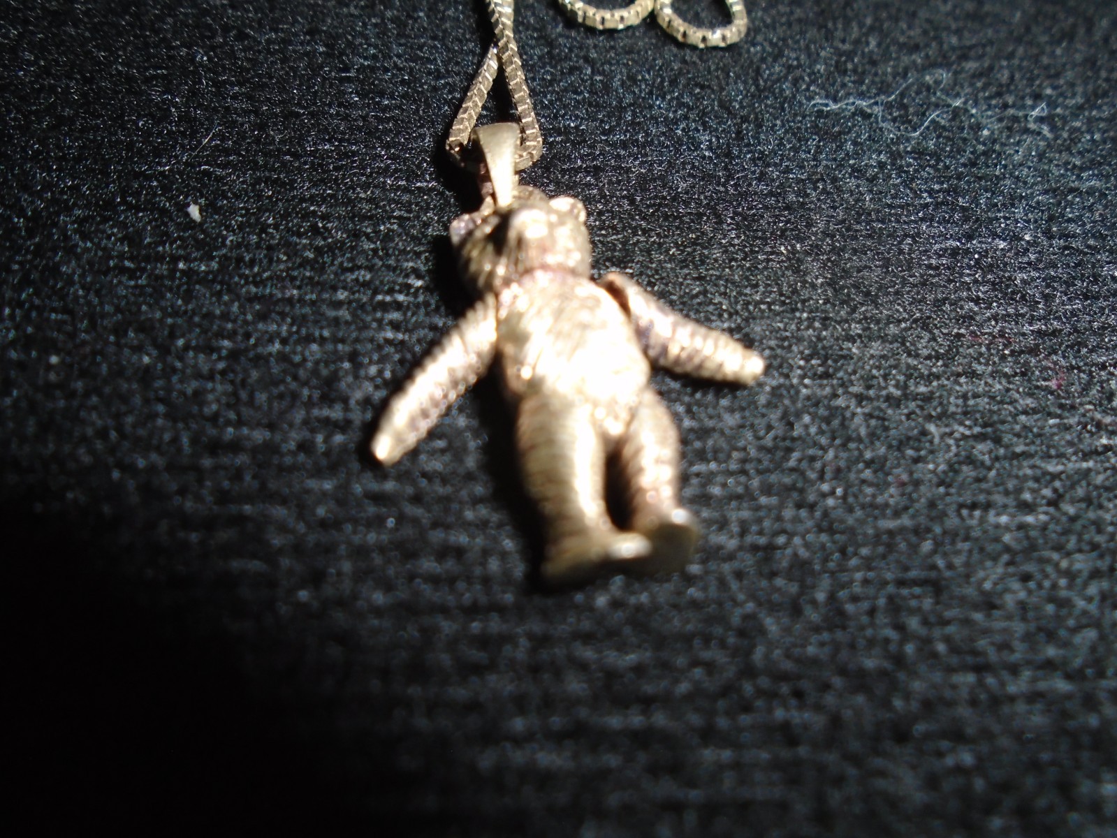 TEDDY BEAR STERLING SILVER NECKLACE ARTICULATED MOVEABLE LEGS ARMS VTG FREE SHIP