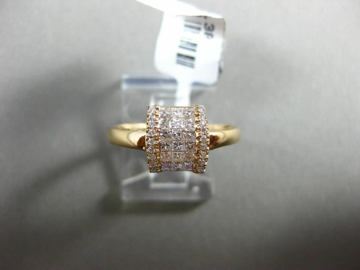 ESTATE .38CT DIAMOND 18K ROSE GOLD 3D SQUARE ROUND & PRINCESS INVISIBLE FUN RING