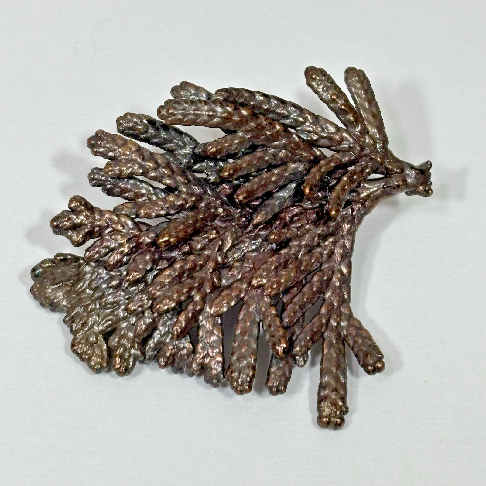 Nature’s Creations Lot of 2 Brooch Pin Copper Arborvitae Thujas & Geranium Leaf