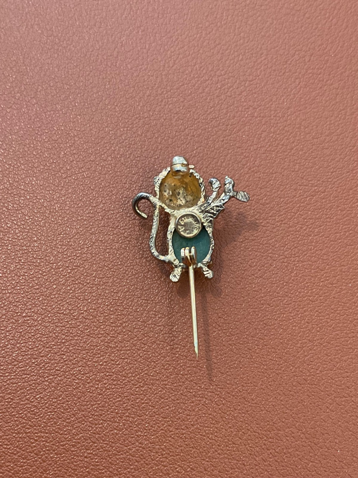 Vintage AC Sterling Silver Gold Wash Jelly Belly Kitty Cat Pin / Brooch