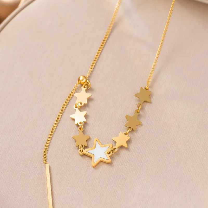 Real Gold Plated Star Titanium Steel Simple Style Commute Waterproof Non Tarnish
