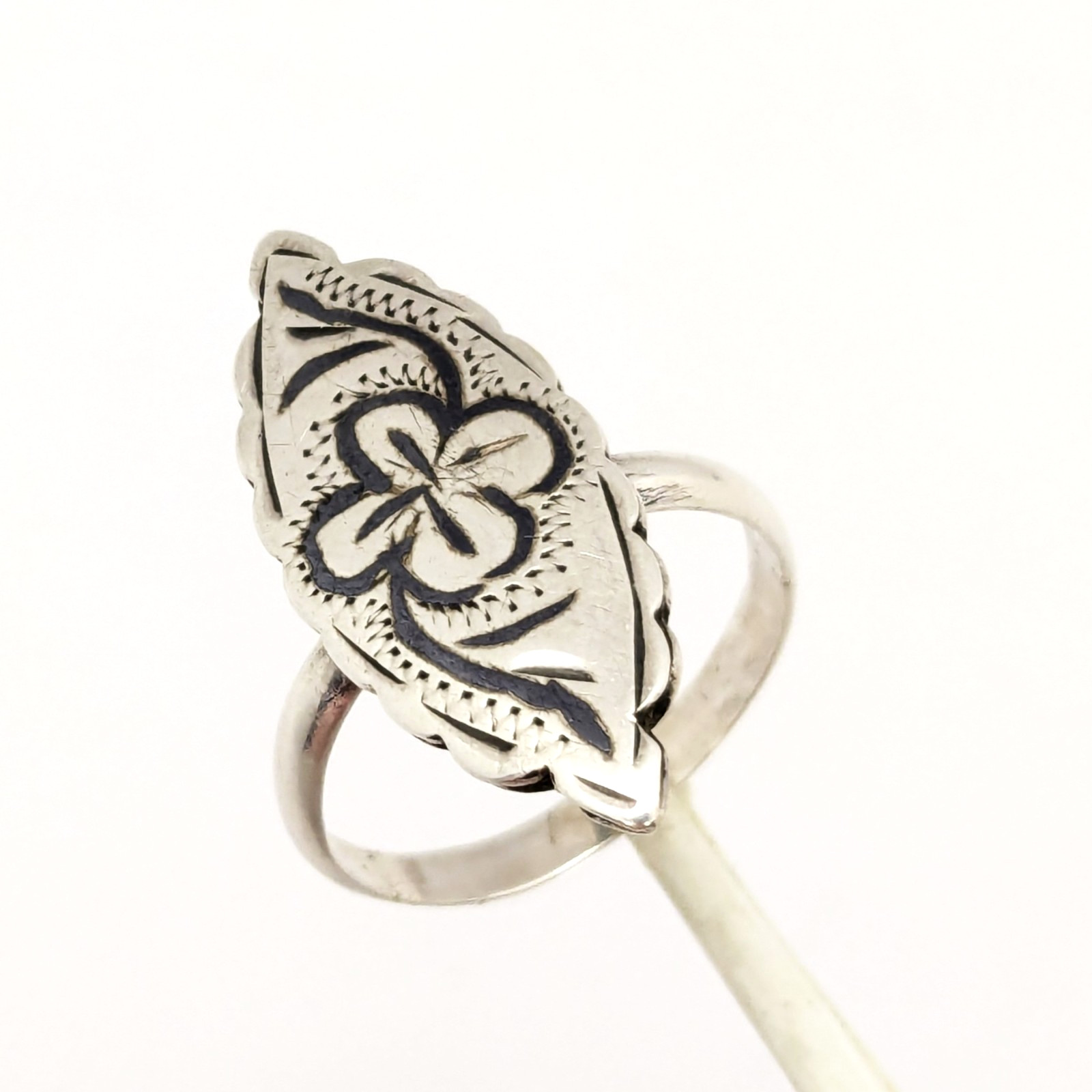 Vintage RING Silver⭐️925 stamp Star USSR with Blackening -size: 7US (17.5mm) #20