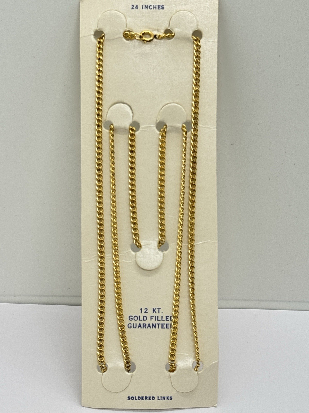 GOLD FILLED CHAIN Necklace 24″ 2.5mm SOLDERED LINKS NEW (NOS)
