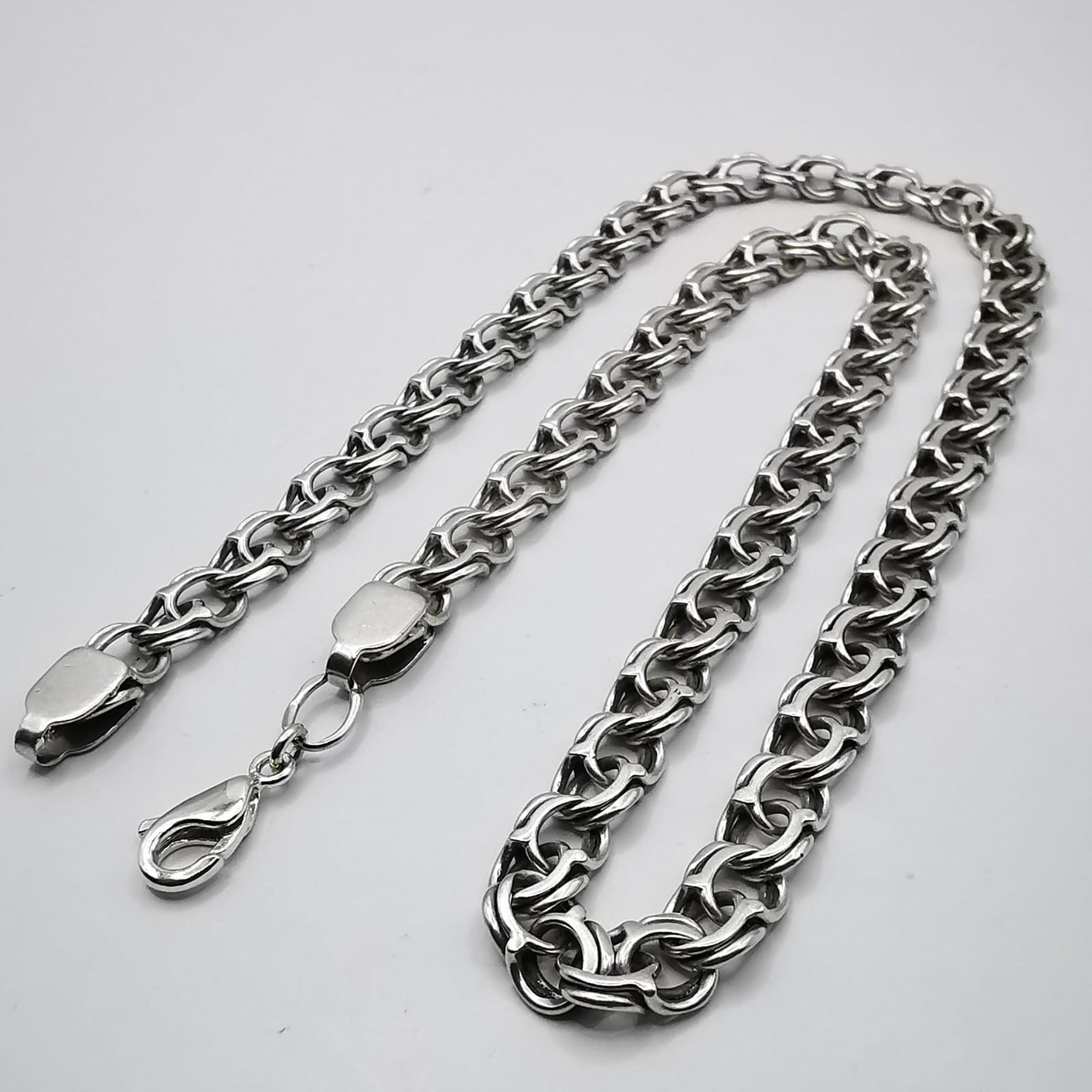Vintage 925 Sterling Silver Statement Chain Necklace Signed 45cm 25.82g Unisex
