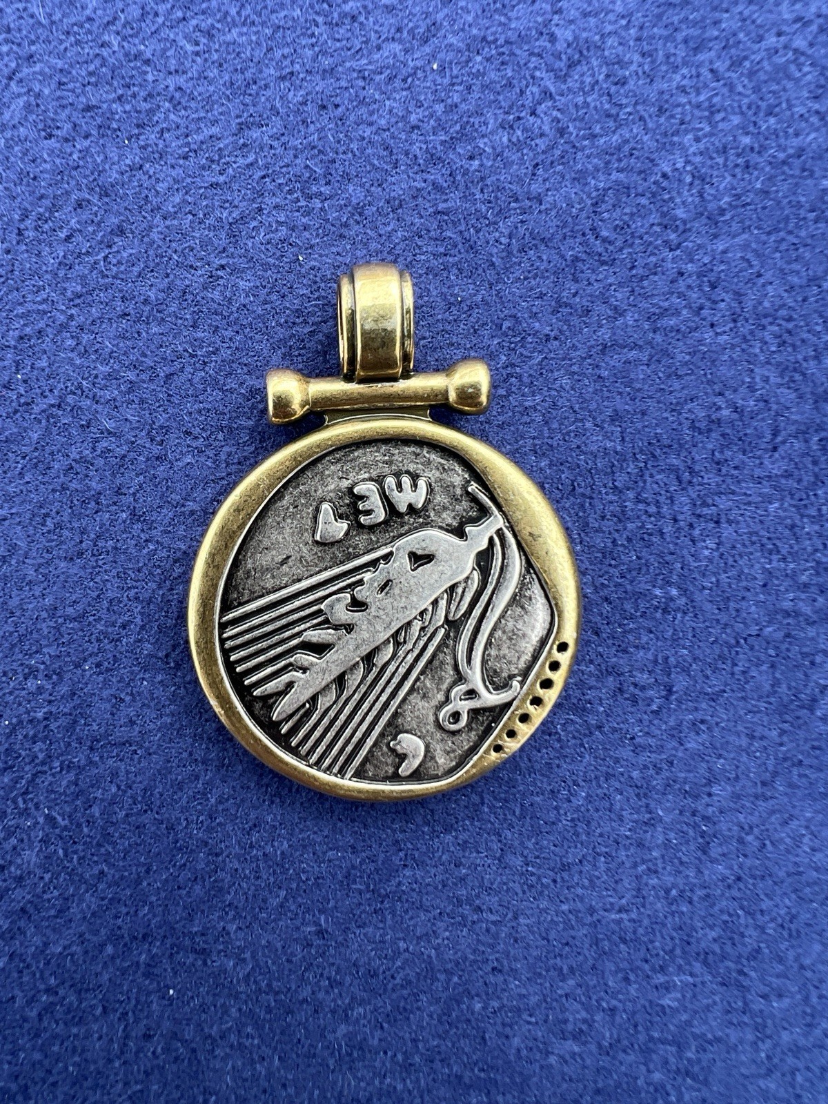 Vintage Style Coin Pendant Gold Tone Roman Goddess Medallion Necklace Charm