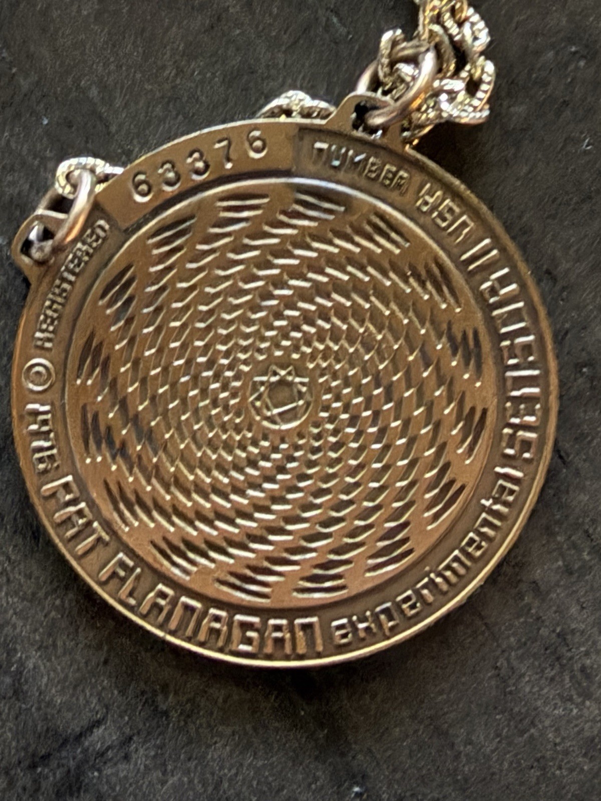 Vtg 1976 Pat Flanagan Sensor Medallion Necklace HSN Experimental Hieroglyphic