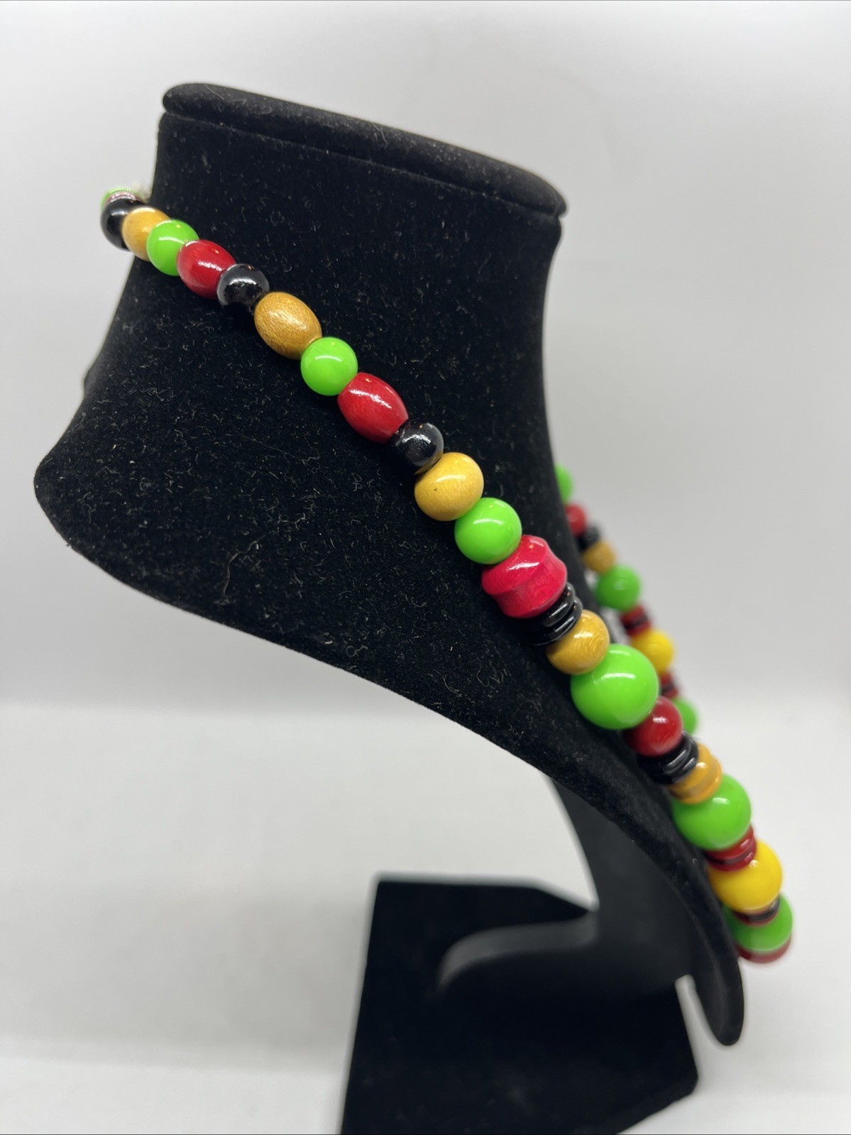 Vintage Multicolor Beaded Necklace Wood And Lucite 21 Inch Long