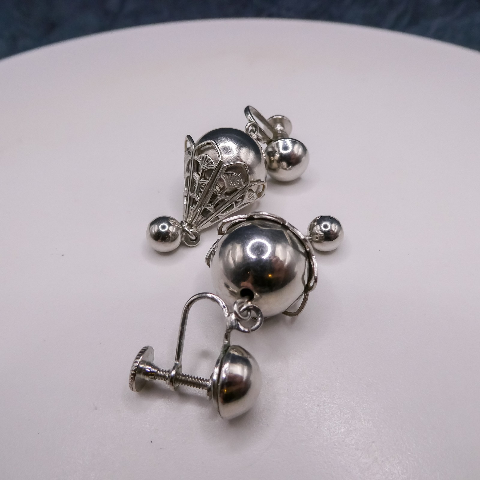 Bolero Silver Chunky Drop Dangle Clip-on 1.8″ Earrings Vintage Women’s