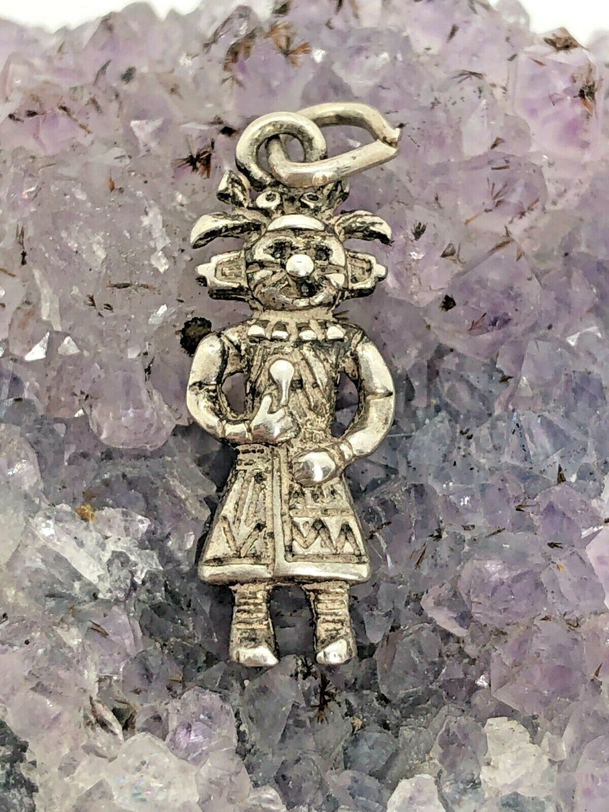 Vintage Sterling Silver 3D Detailed Aztec Person Pendant 1.3 Grams
