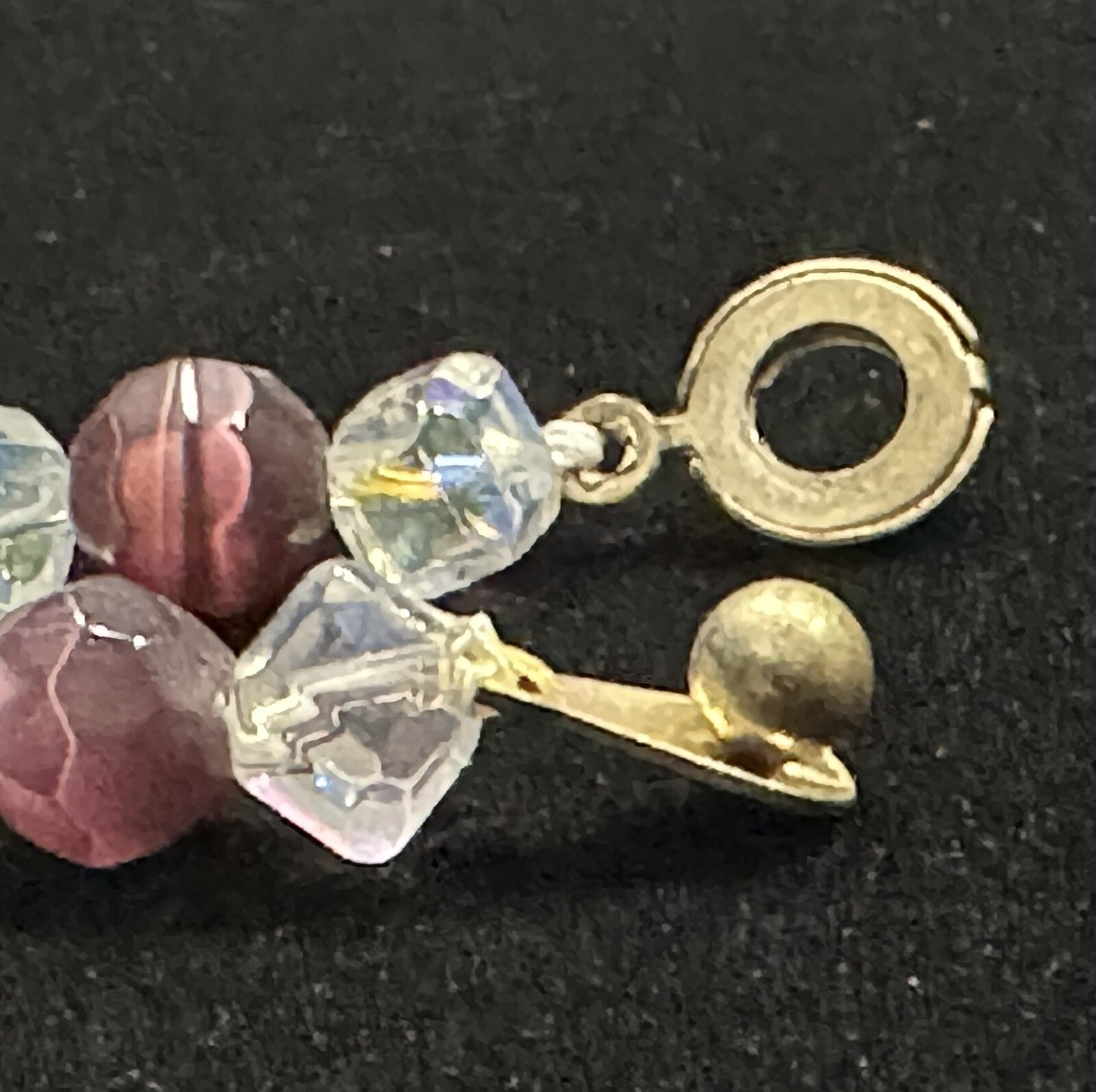 Vintage Pink Rose QUARTZ Genuine Stone & Crystal Beaded Necklace – 19” Goldtone