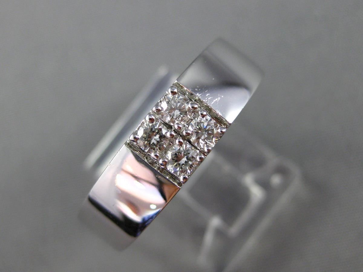ESTATE .26CT DIAMOND 18K WHITE GOLD ROUND SQUARE 4 STONE MENS RING F/G VVS/VS