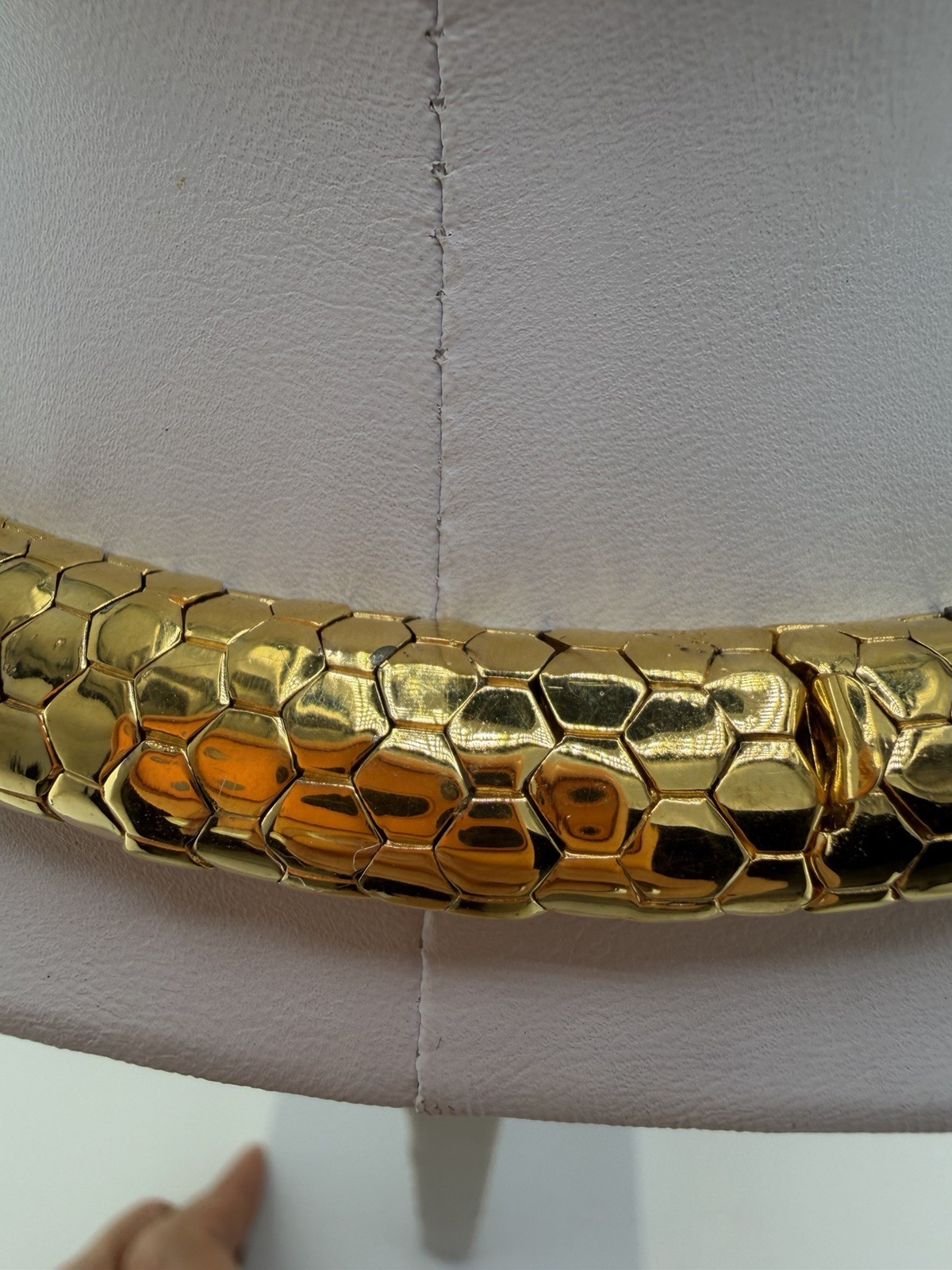 VINTAGE 80s 90s CINER Signed Heavy & Wide Gold Plated Snake Choker Necklace