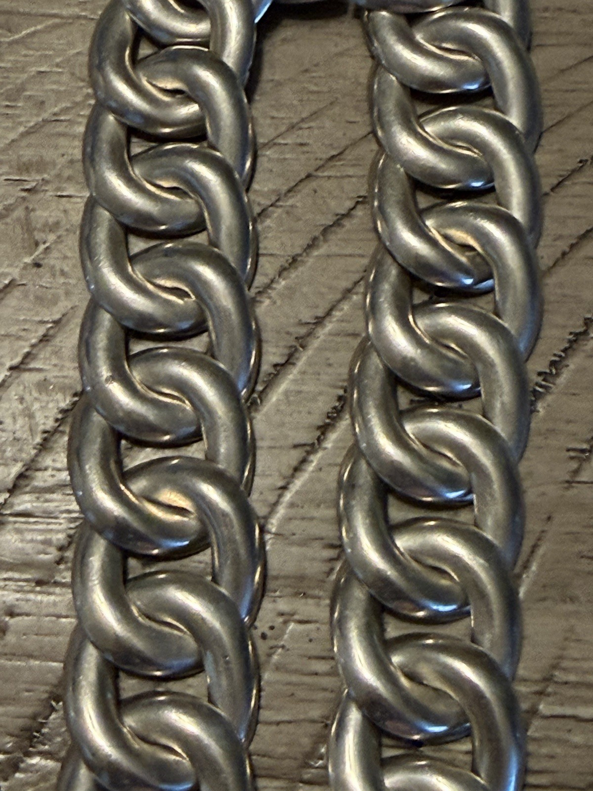 Large Vintage 925 Mexican Taxco Modernist Sterling Silver Curb Link Necklace
